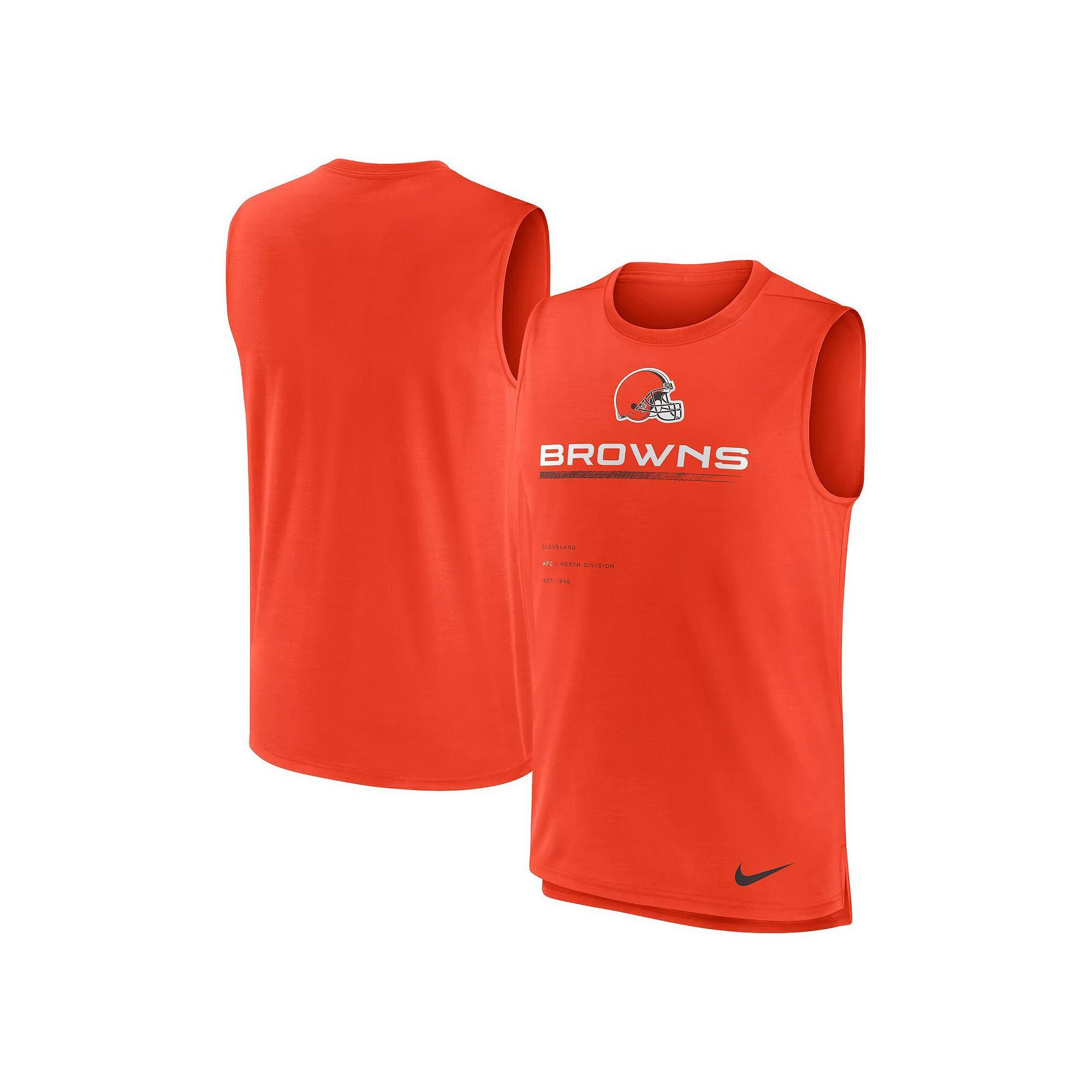 Men's Nike Orange Cleveland Browns Muscle Trainer Tank Top, Size: Small Product Image