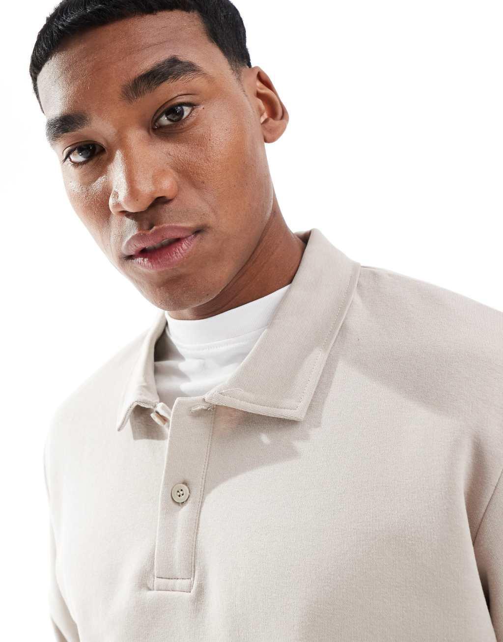 Jack & Jones polo sweat in beige Product Image