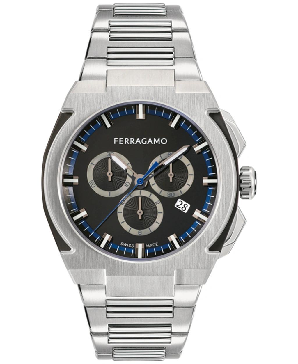 FERRAGAMO Men's Stainless Steel & Silicone Chronograph Watch/41mm In Blue Product Image