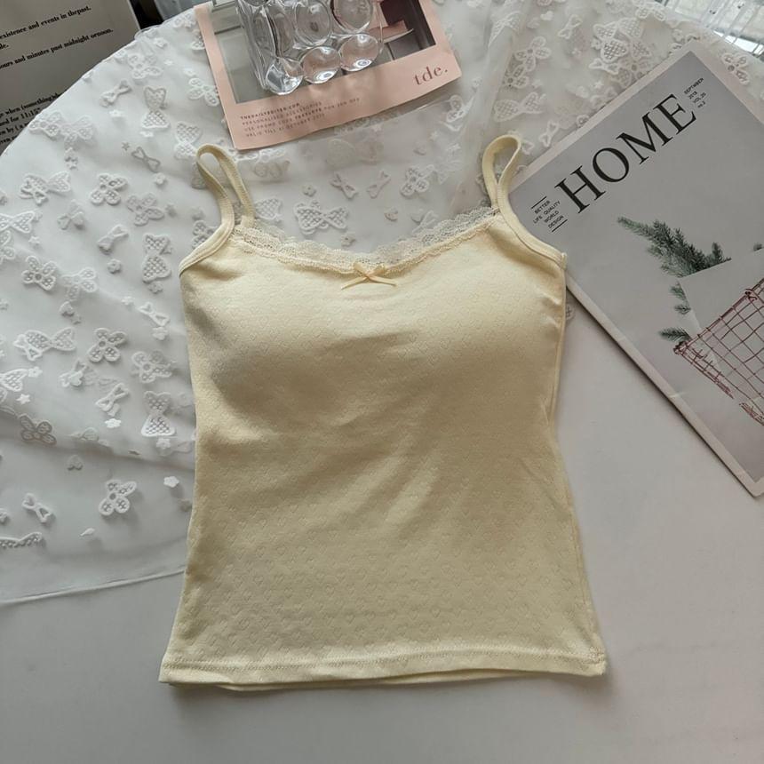 Lace Bow-Accent Padded Camisole Top Product Image