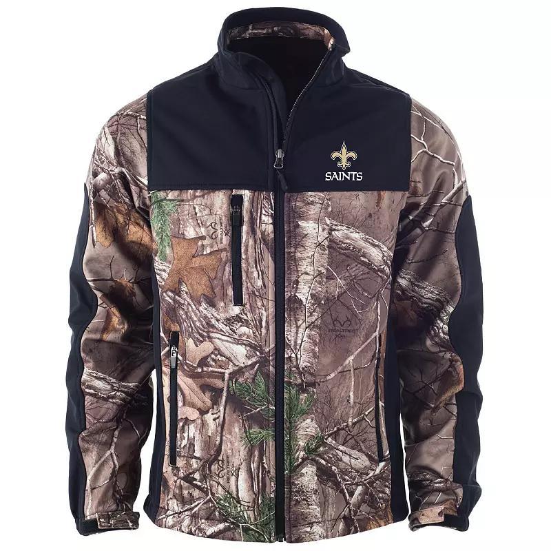 Men's Dunbrooke Realtree Camo/Black Carolina Panthers Circle Hunter Softshell Full-Zip Jacket, Size: Medium, Green Product Image