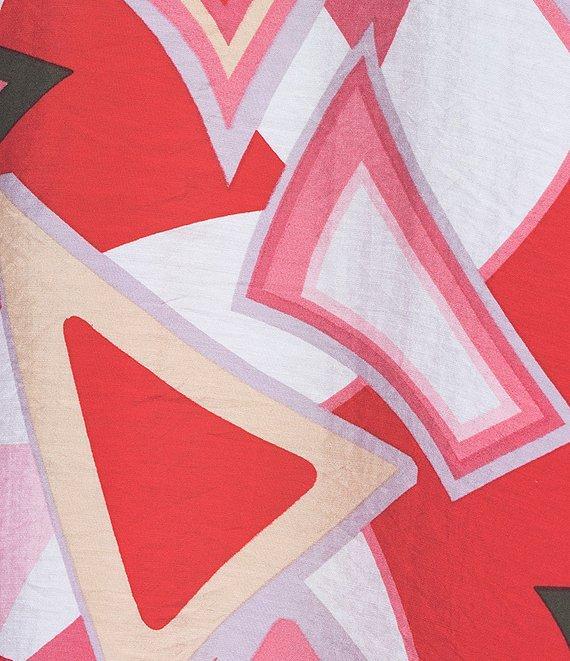 Ali Miles Abstract Print Wire Collar 3/4 Cinch Tie Sleeve Tunic Product Image