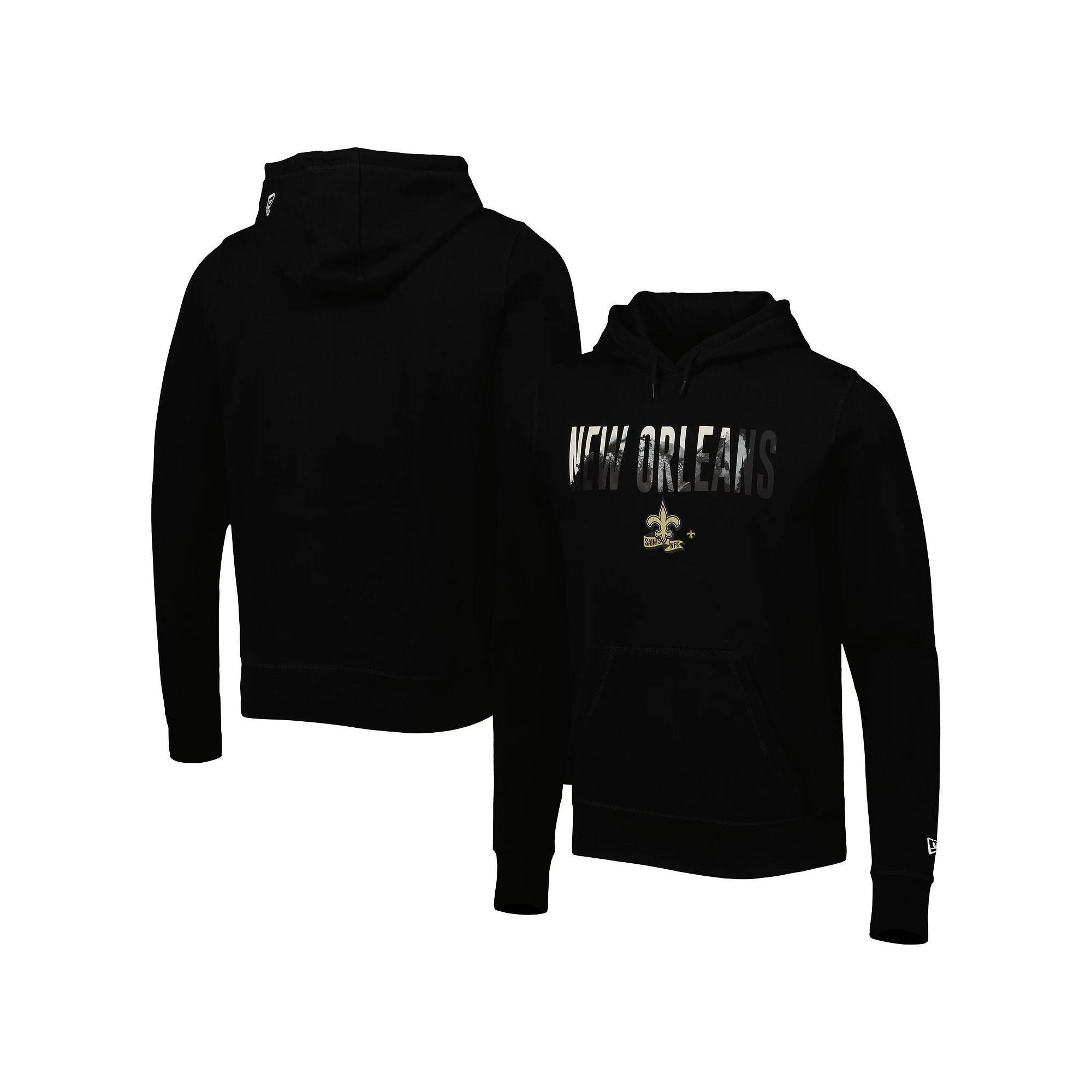 Men's New Era Black New Orleans Saints Ink Dye Pullover Hoodie, Size: 2XL Product Image