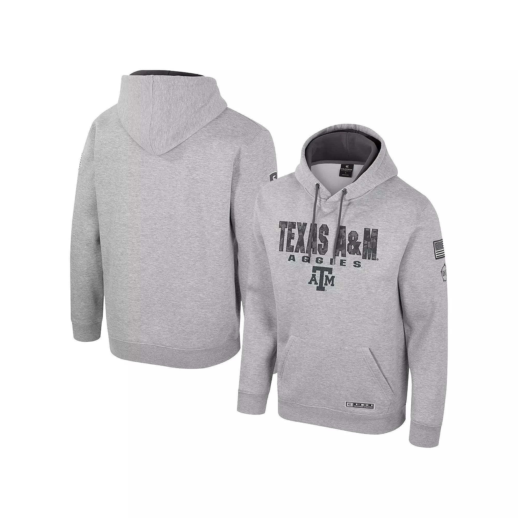Men's Colosseum Heather Gray Texas A&M Aggies Oorah OHT Military Appreciation Pullover Hoodie,  Product Image