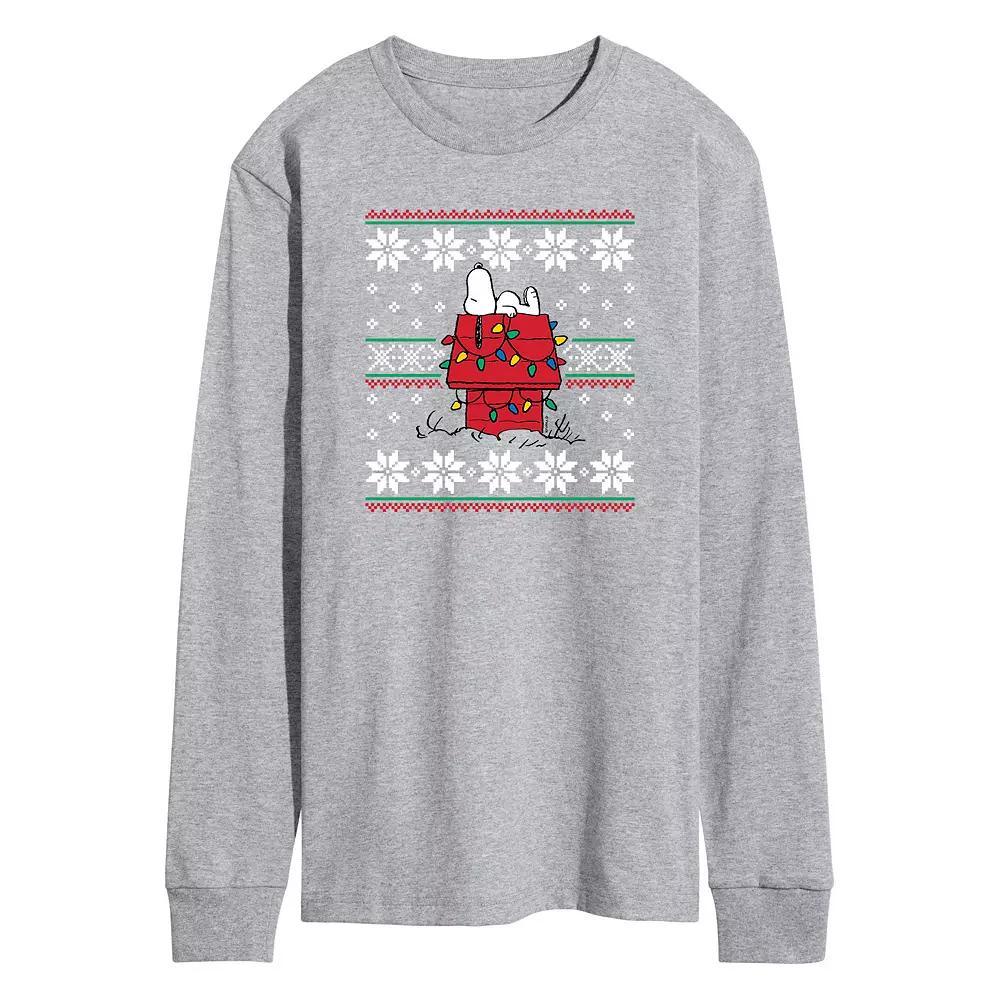 Men's Peanuts Dashing Doghouse Ugly Sweater Long Sleeve Tee,  Product Image