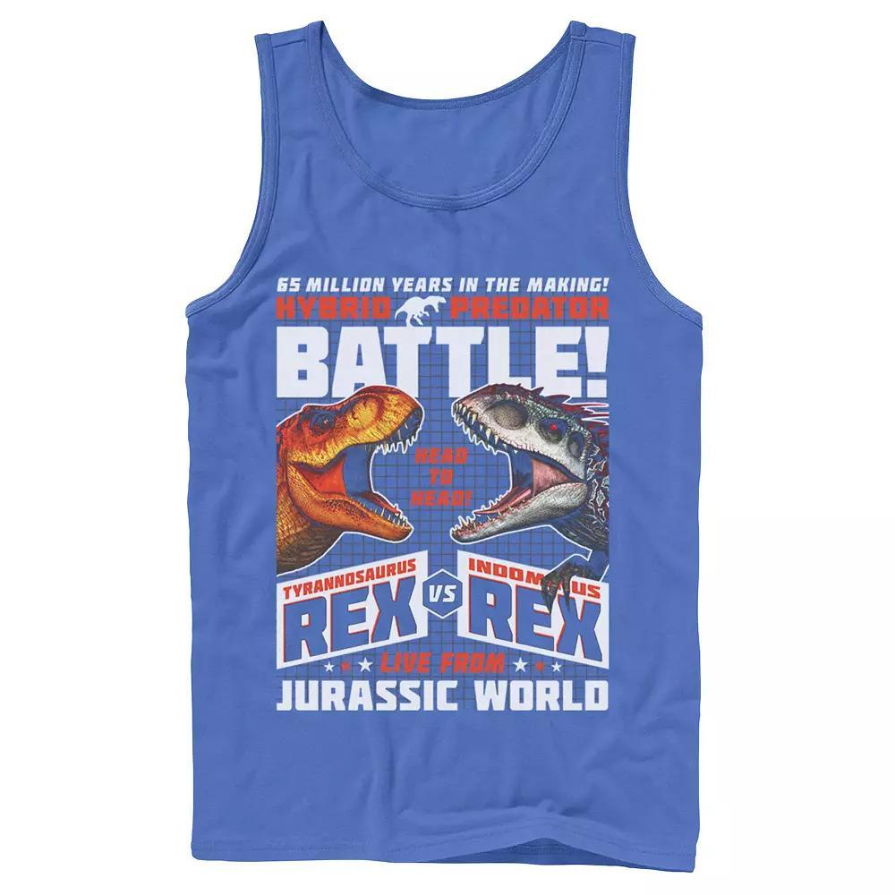 Men's Jurassic World T-Rex VS I-Rex Battle Poster Graphic Tank Top,  Product Image