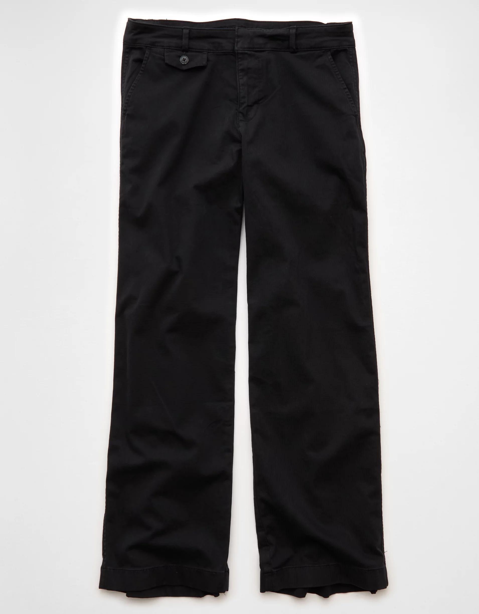 AE Stretch Low-Rise Wide-Leg Khaki Pant Product Image