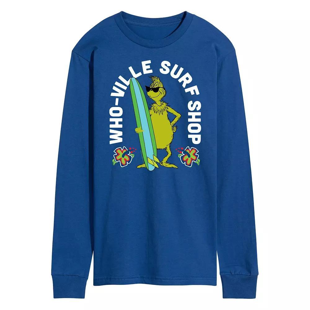 Men's Dr. Seuss The Grinch Whoville Surf Shop Long Sleeve Graphic Tee,  Product Image
