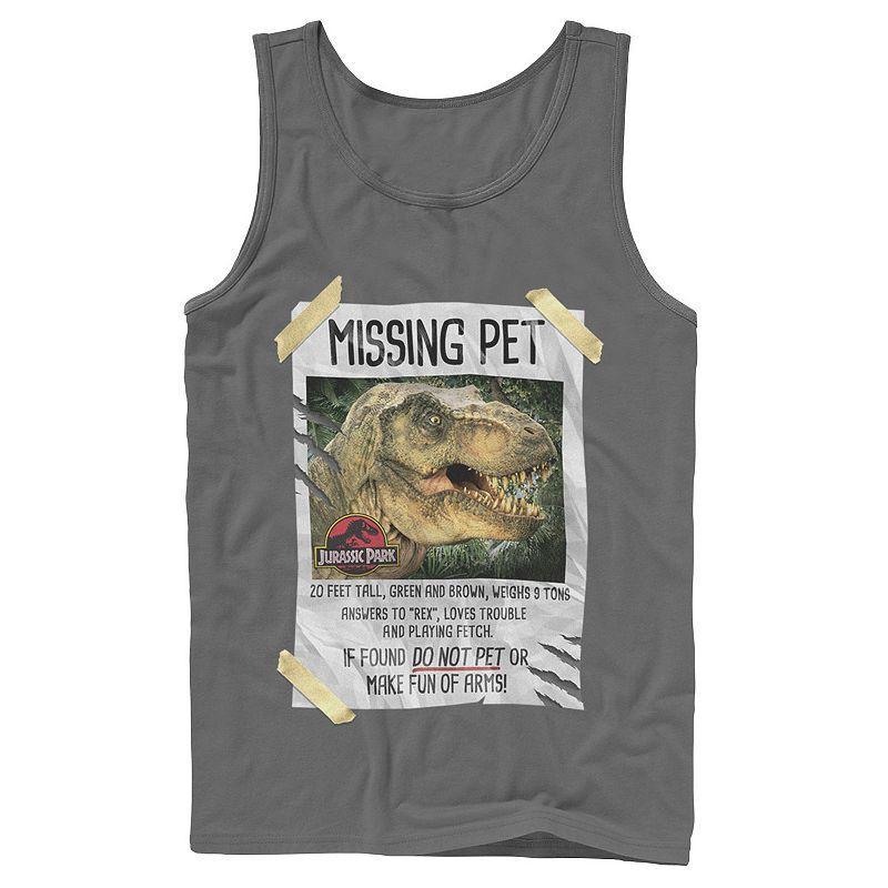 Mens Jurassic Park Missing Pet T-Rex Poster Taped Tank Top Product Image