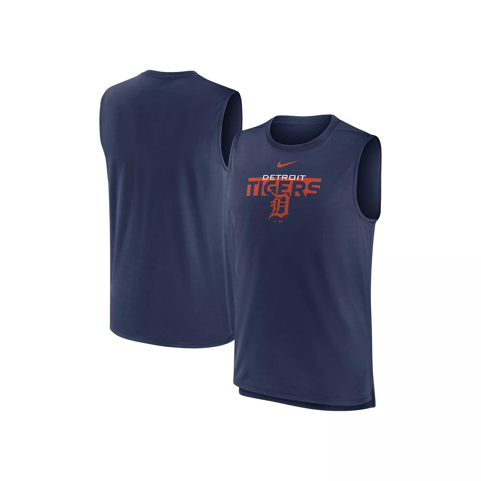 Men's Nike Navy Detroit Tigers Knockout Stack Exceed Performance Muscle Tank Top, Size: Small, Blue Product Image