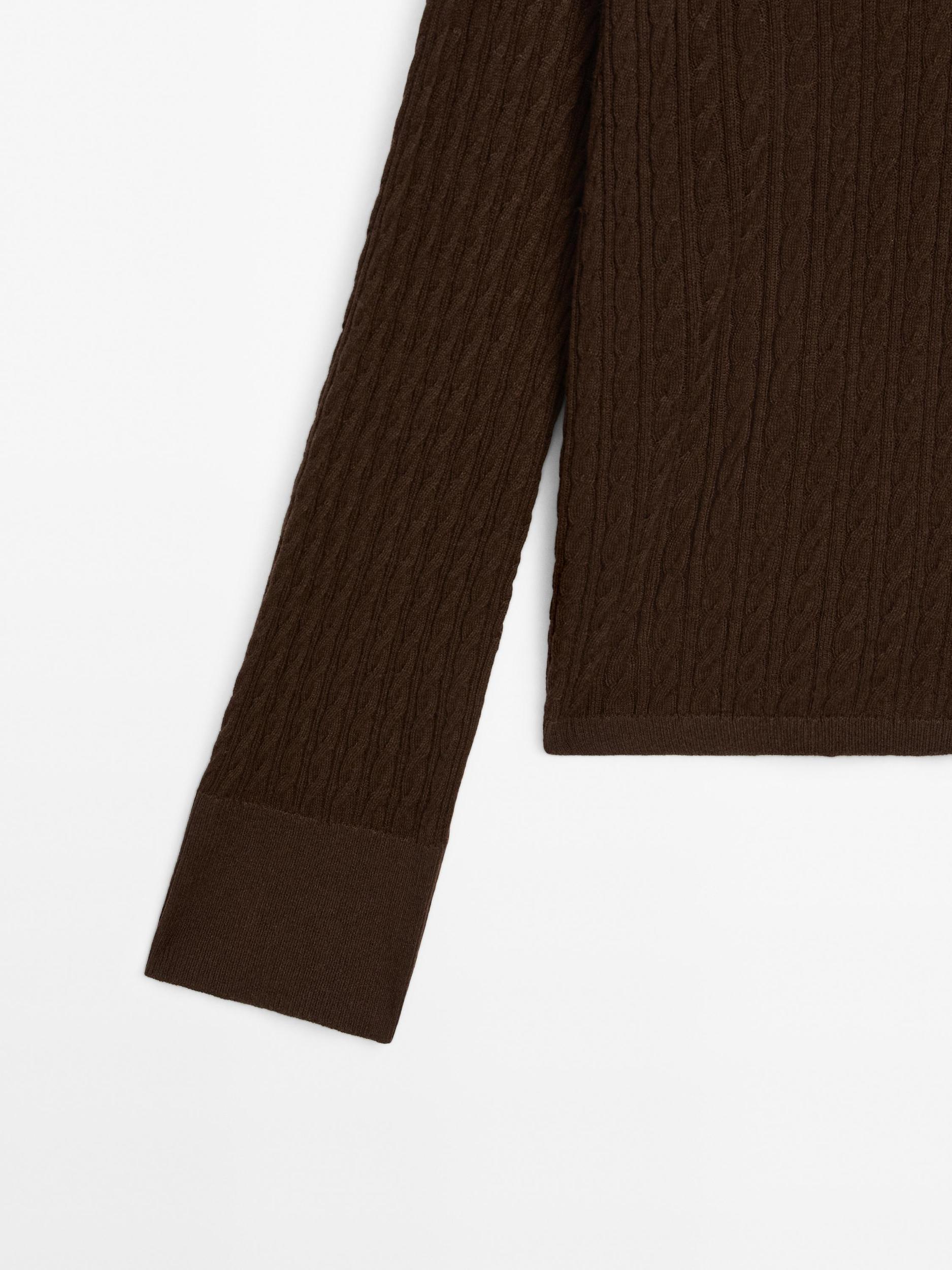 V-neck cable-knit sweater Product Image