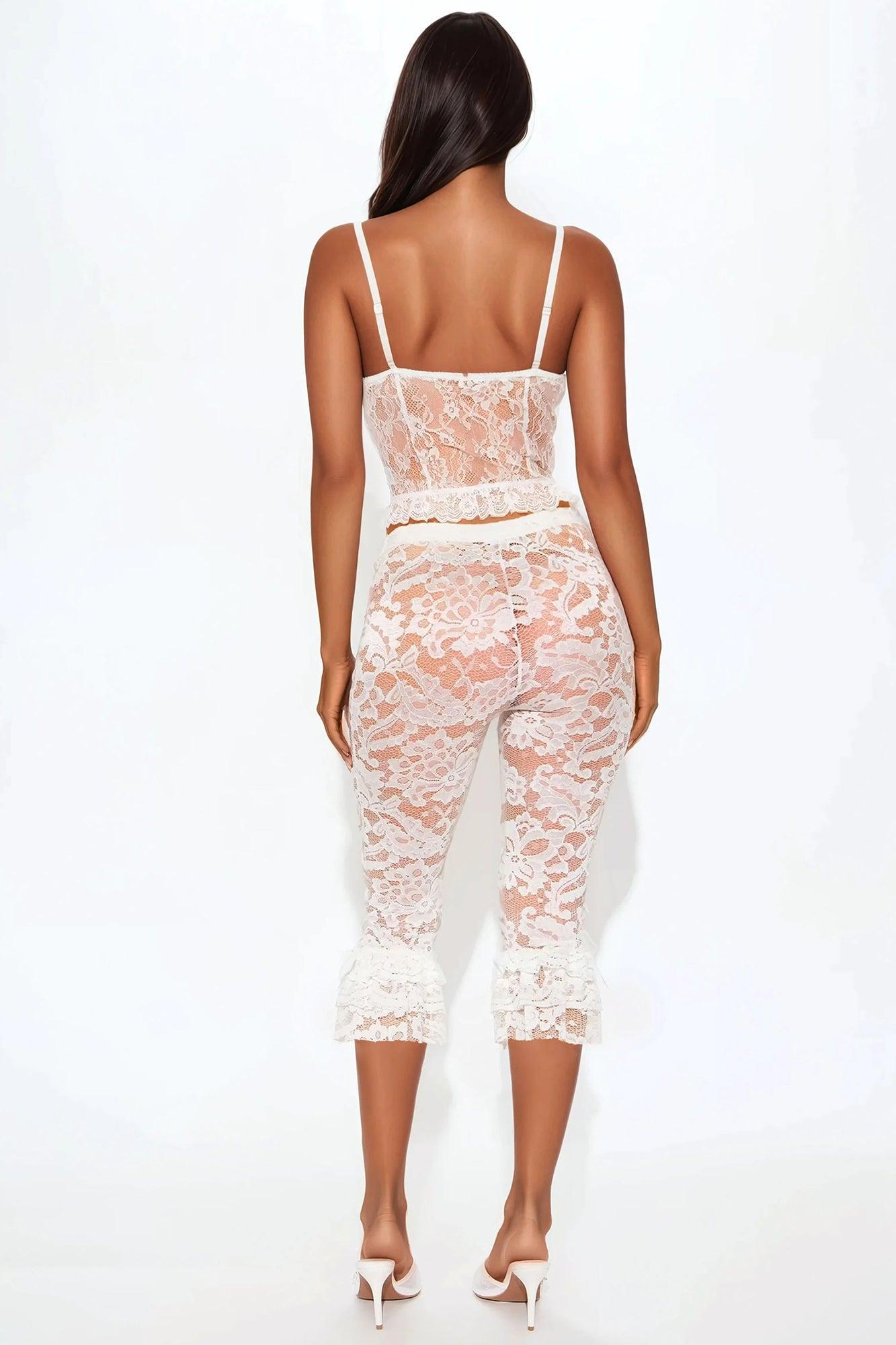 Josephine Sheer Lace Top - White Product Image