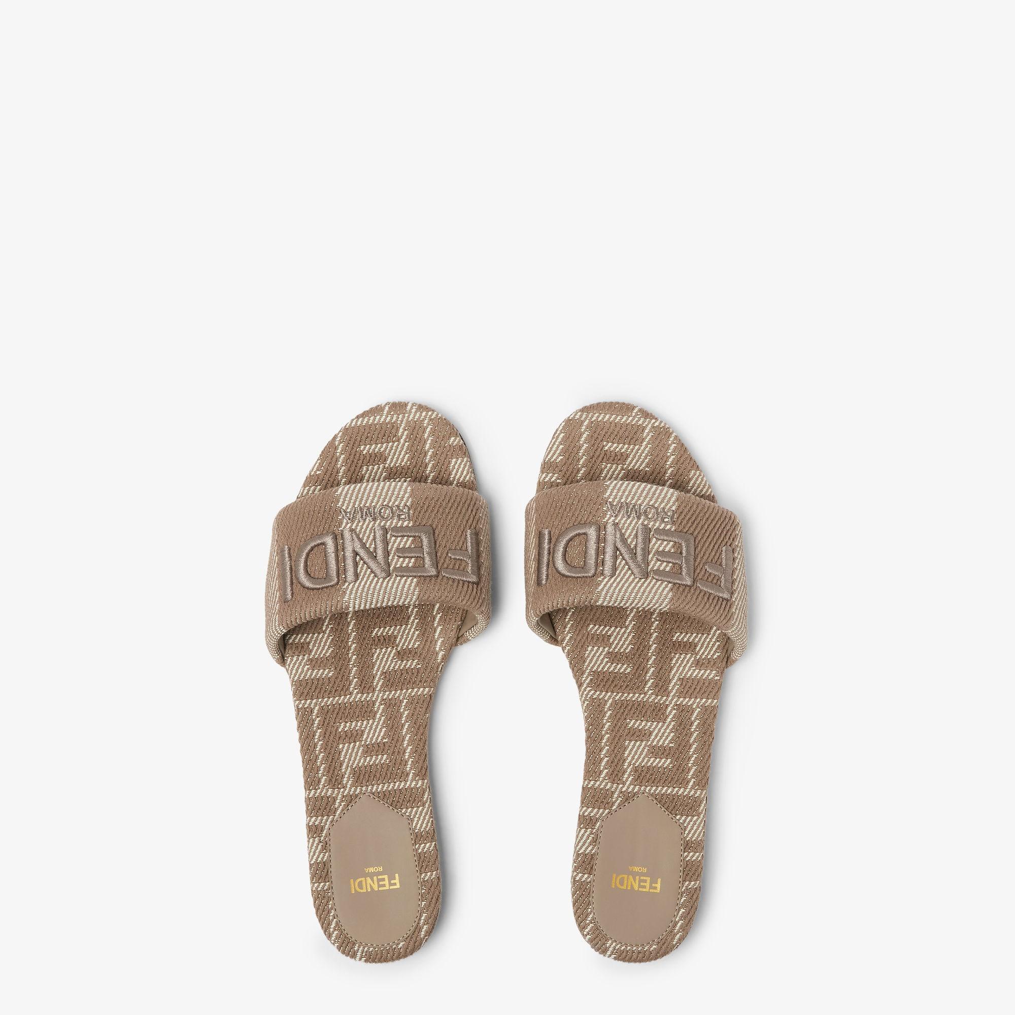 Fendi SunshineDove gray denim-effect jacquard slides Product Image