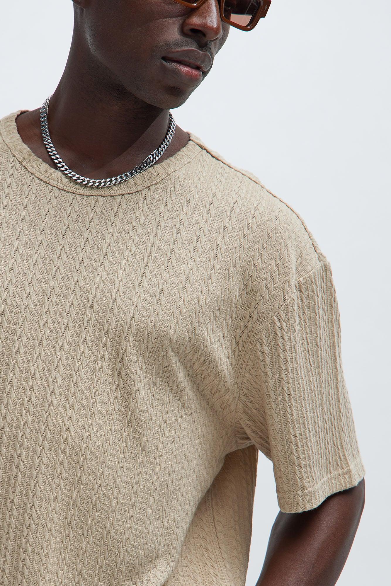 Kellen Textured Relaxed Tee - Tan Product Image