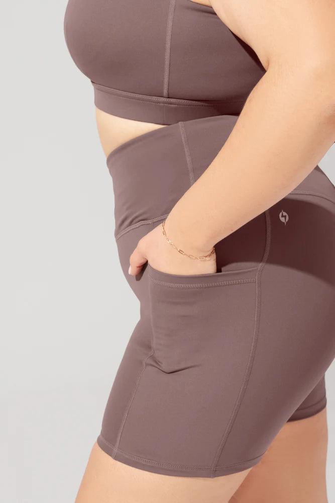 Crisscross Hourglass® Booty Short with Pockets (Pet Hair Resistant) - Peppercorn Product Image