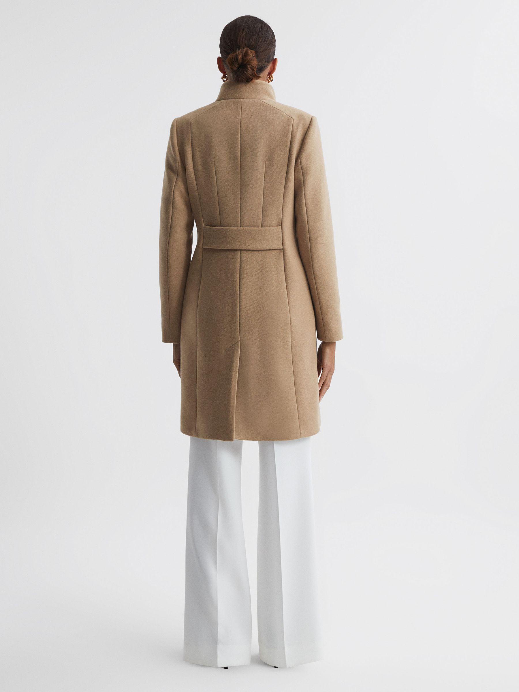 Wool Blend Mid-Length Coat in Camel Product Image
