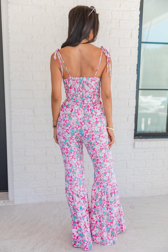 Aware of This Pink Floral Flare Leg Jumpsuit FINAL SALE Product Image