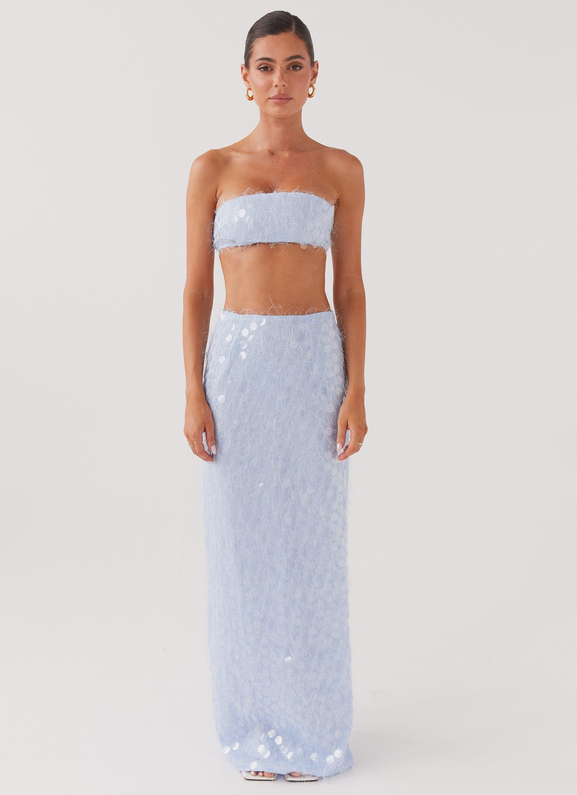 Kyleigh Textured Sequin Maxi Skirt - Lavender Mist Product Image