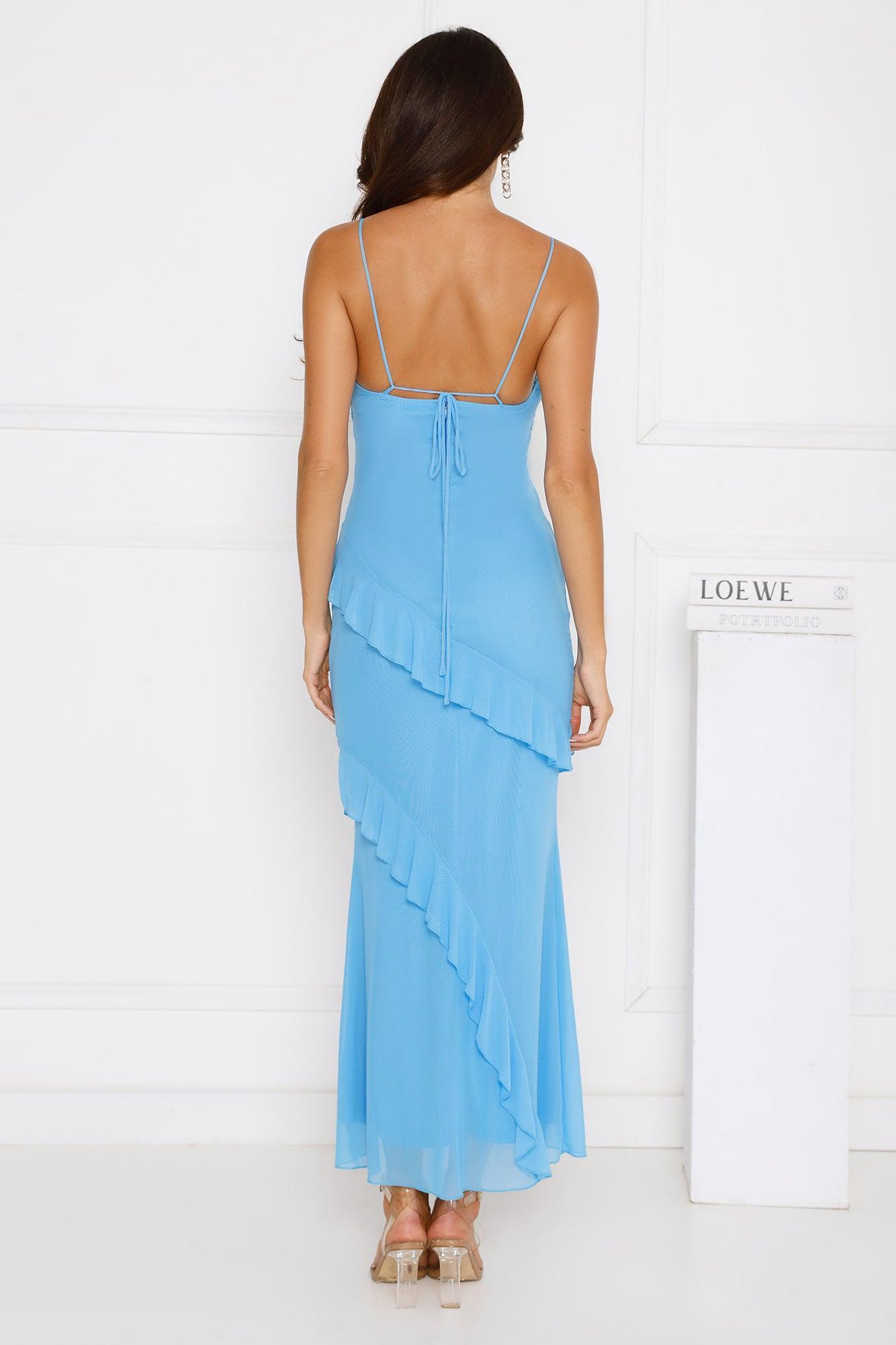 Luxe Minimalist Mesh Maxi Dress Blue Product Image