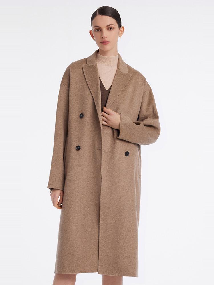 Pure Cashmere Double-Breasted Lapel Coat Product Image