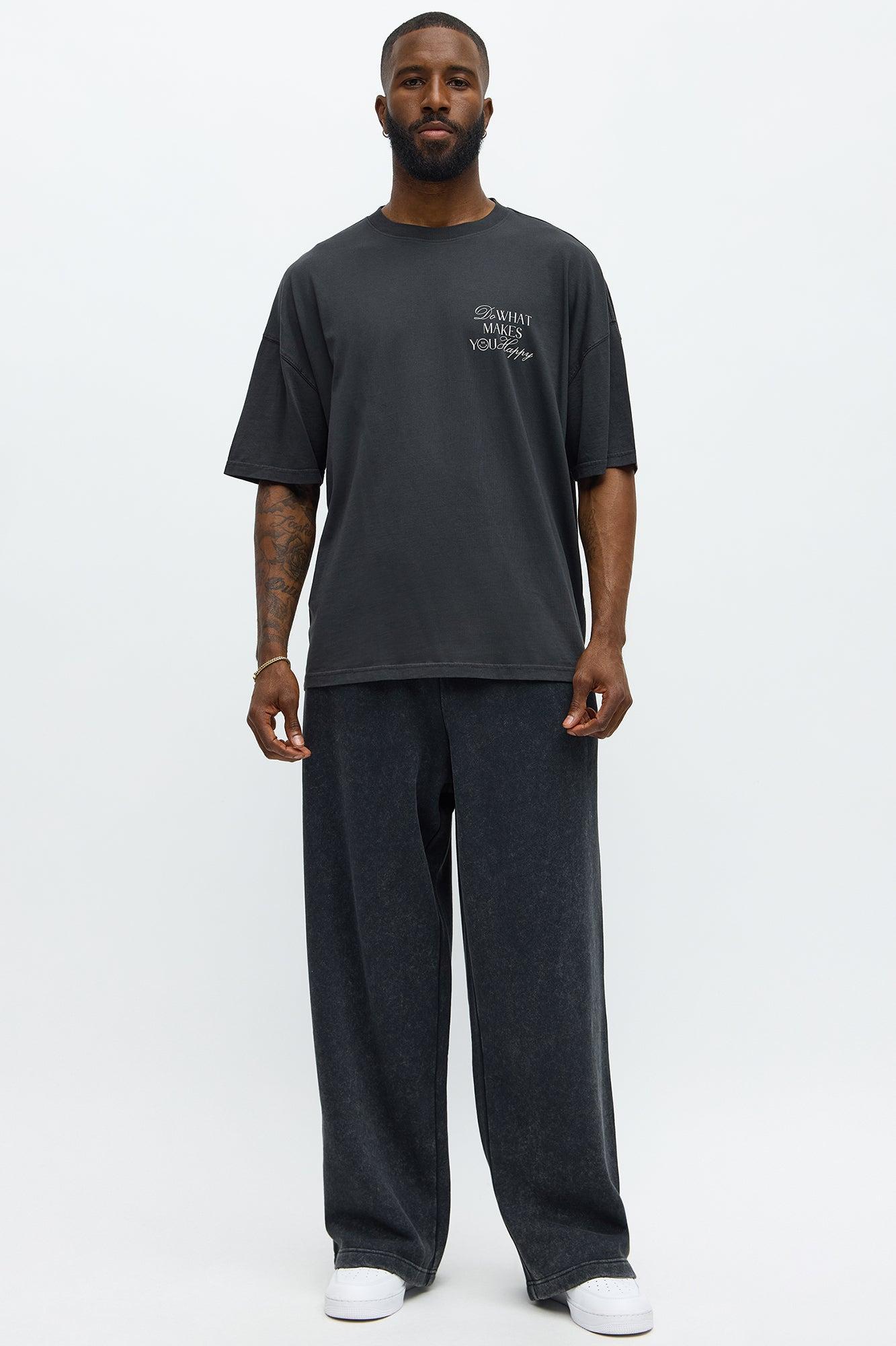 Do What Makes You Happy Oversized Short Sleeve Tee - Black Wash Male Product Image