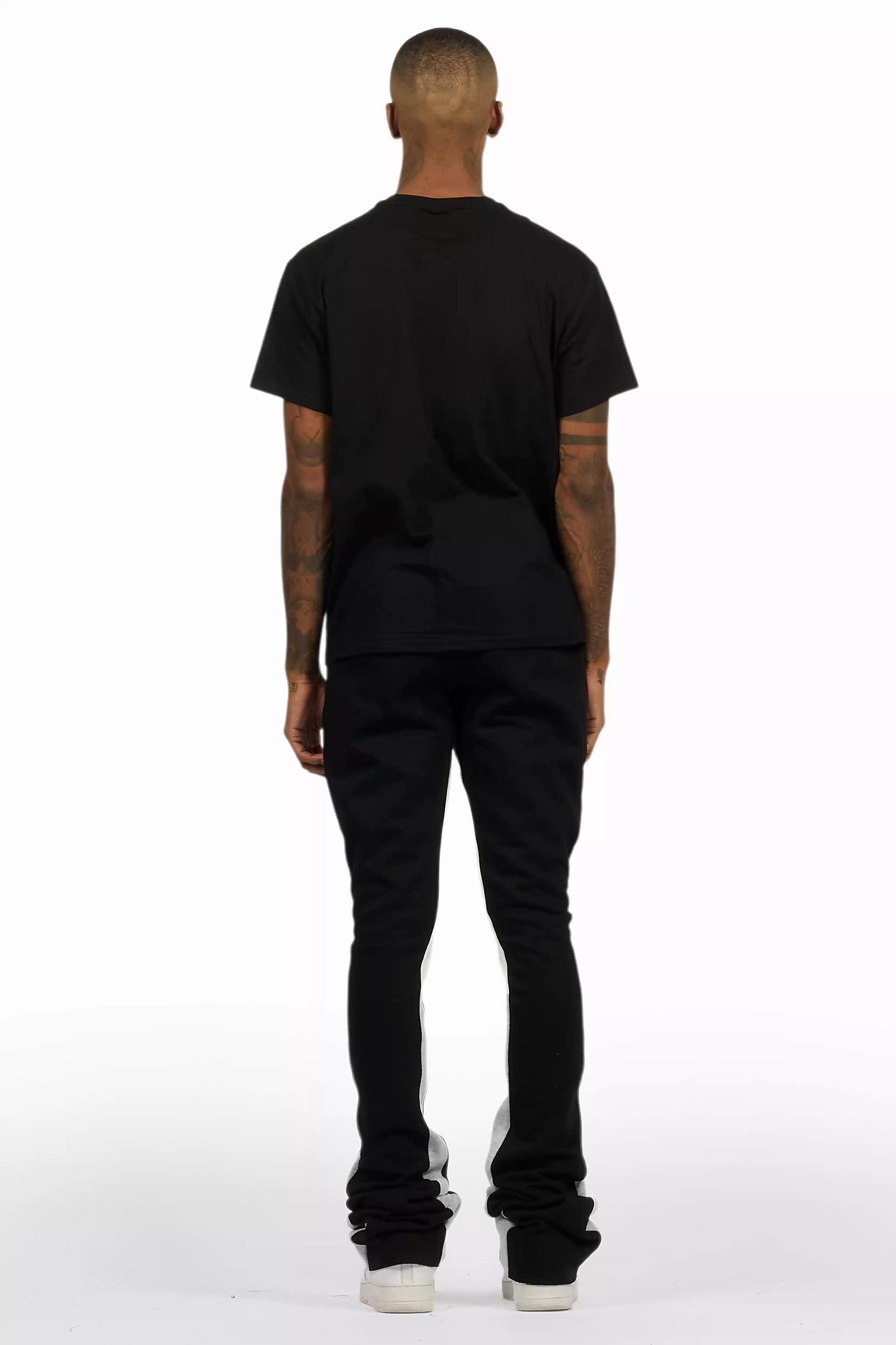 Sana Black T-Shirt/Stacked Track Pant Set Male Product Image