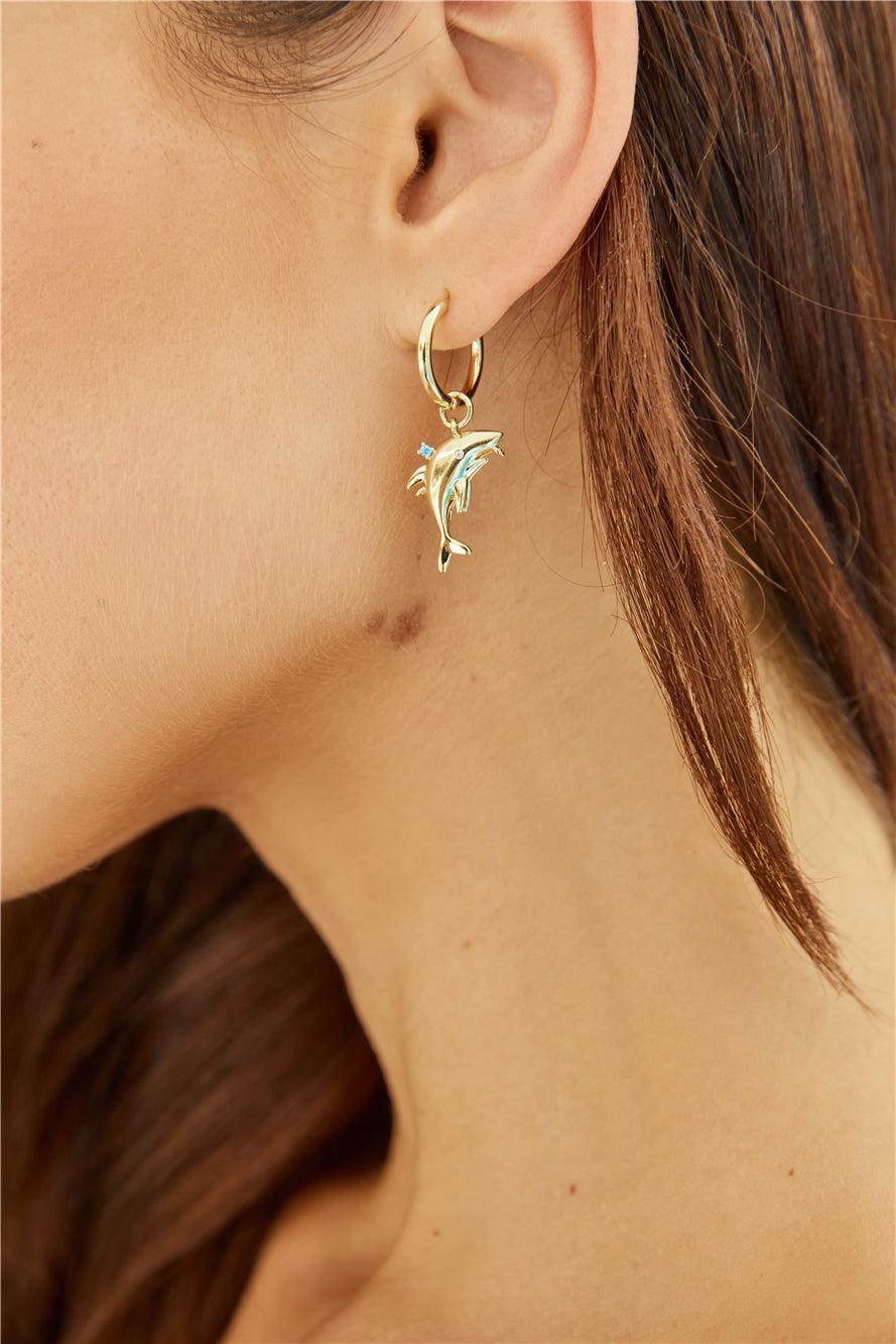 18k Gold Plated Dolphin Dreams Earrings Gold Product Image