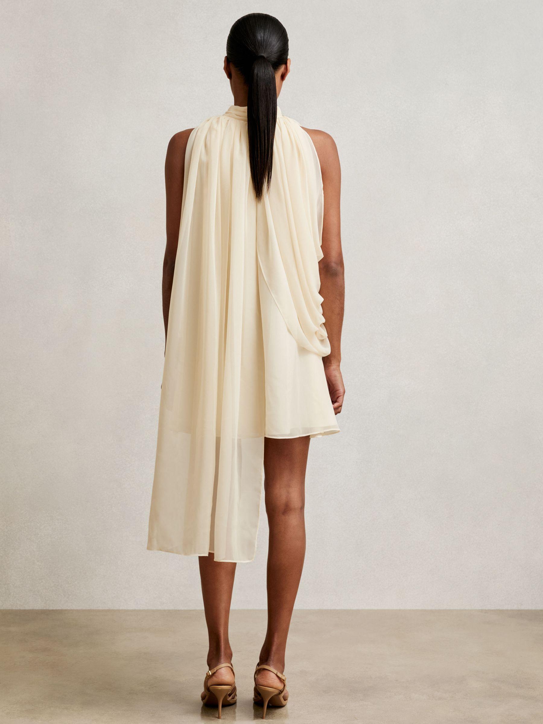 Draped Chiffon Sleeveless Mini Dress in Ivory Product Image