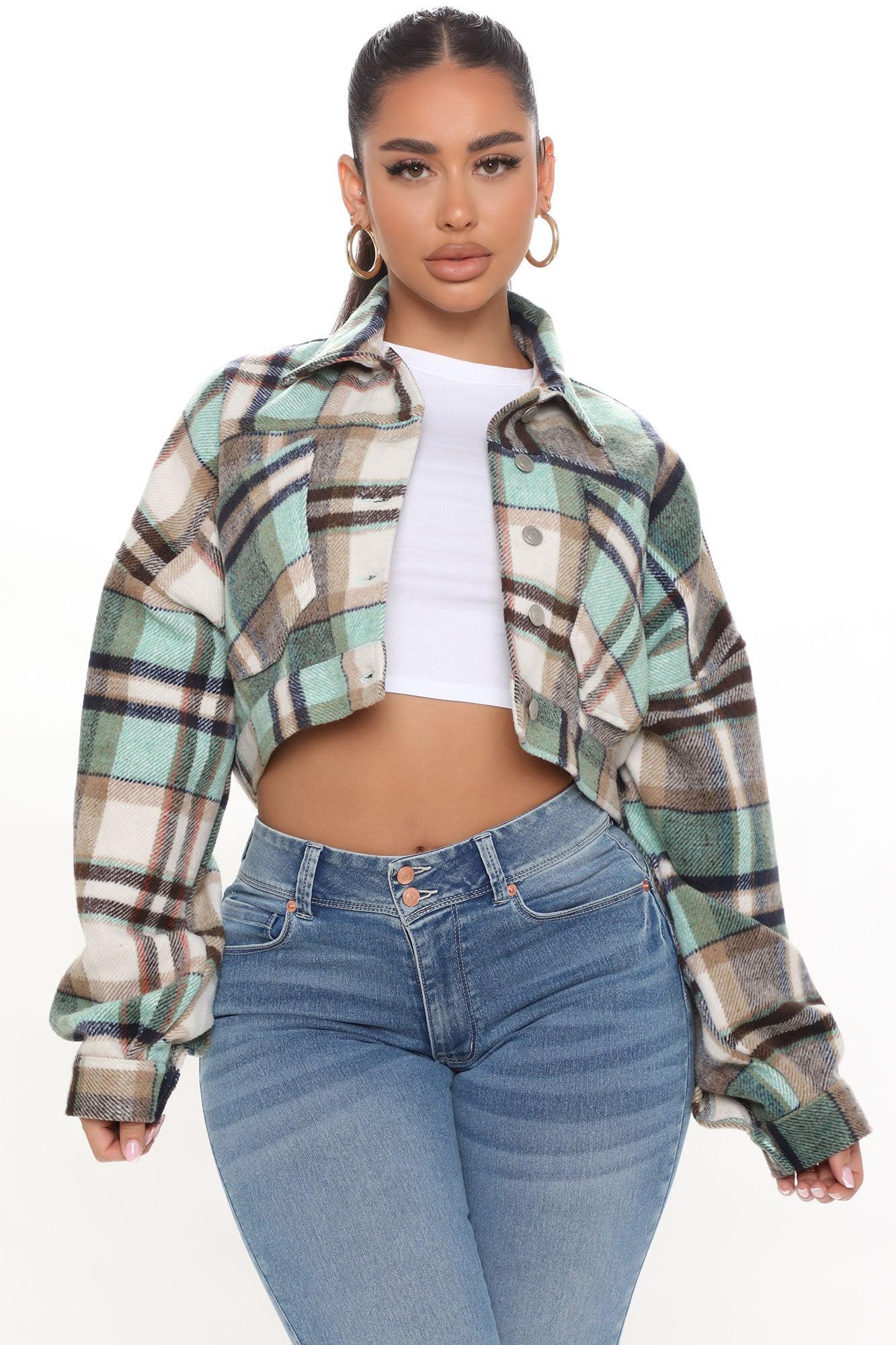 Getting Caught Up Plaid Jacket - Green/combo Product Image