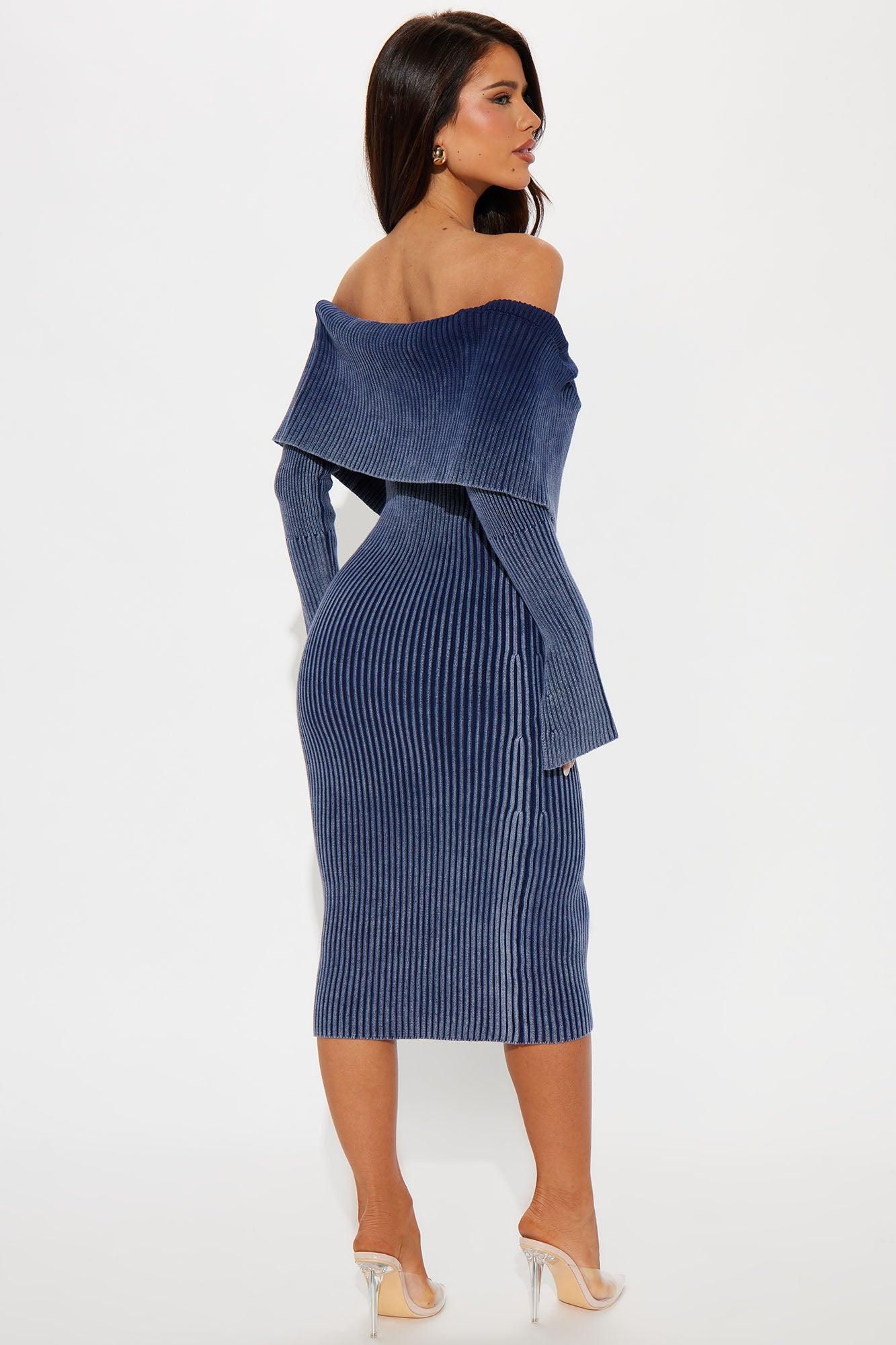 Keep Them Coming Washed Midi Dress - Navy Product Image