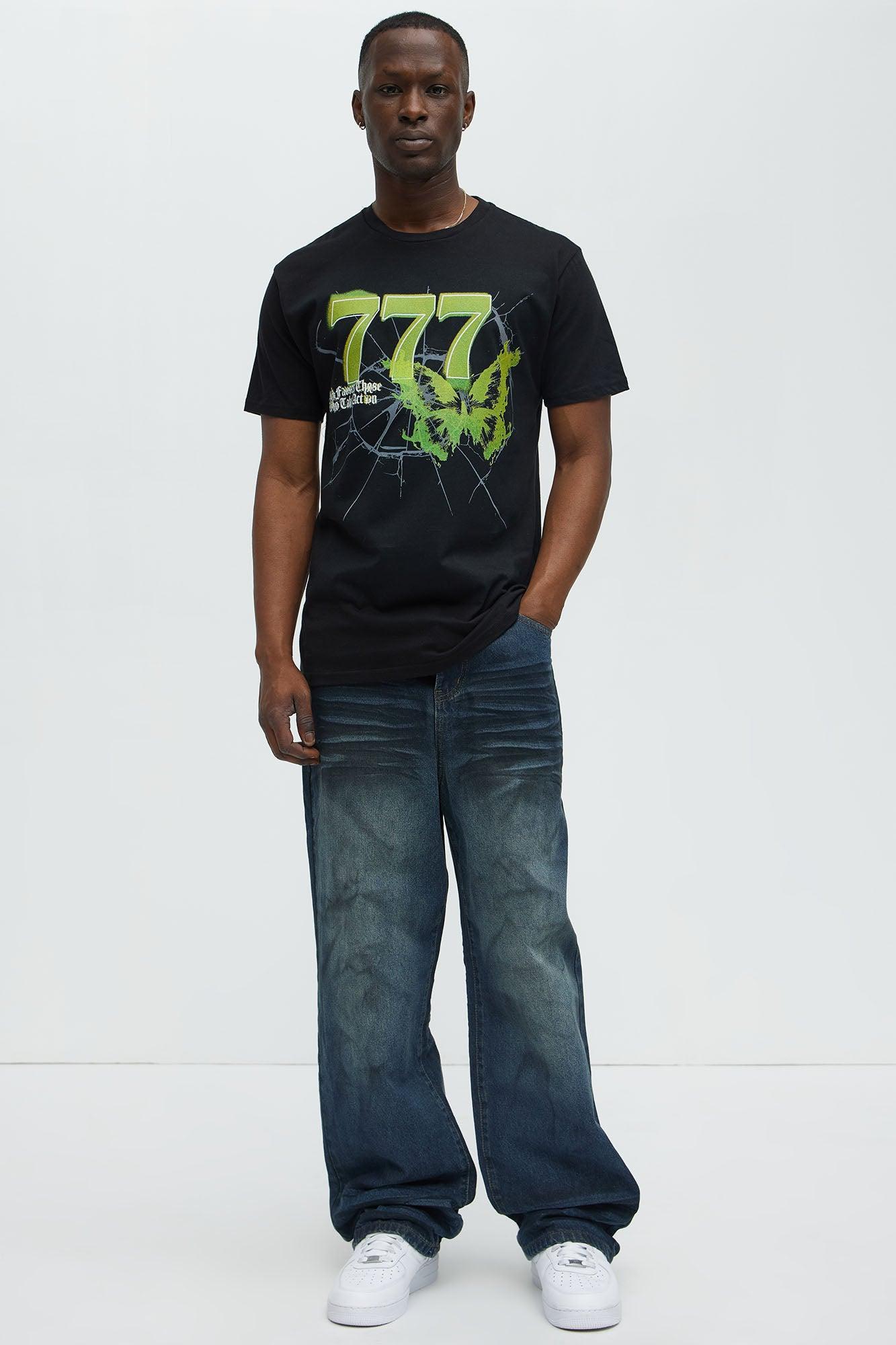 Luck Favors Those Who Take Action Short Sleeve Tee - Black Product Image