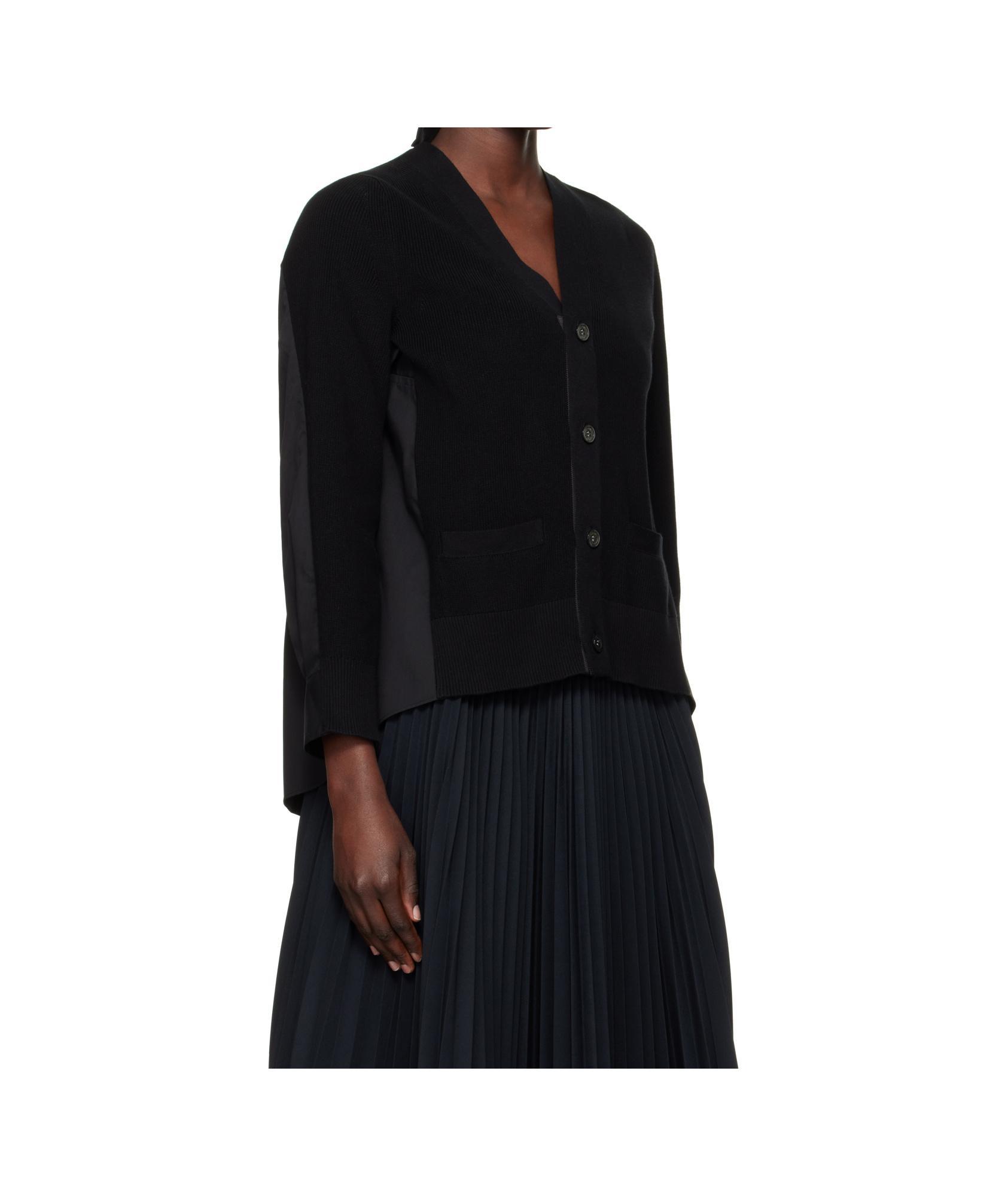 SACAI Long-sleeved Knitted Cardigan In Black Product Image