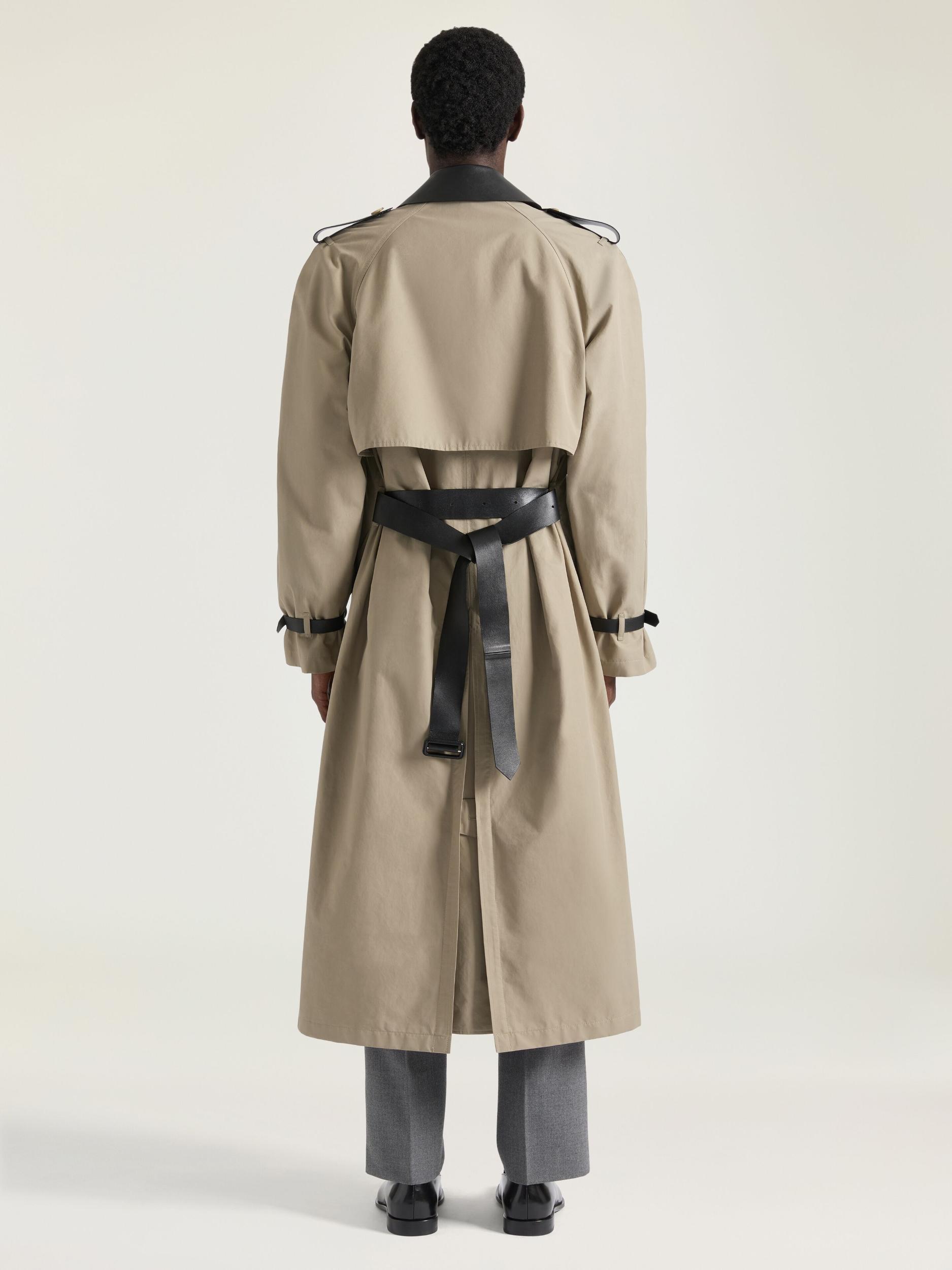 Trench in cotton with leather details Product Image