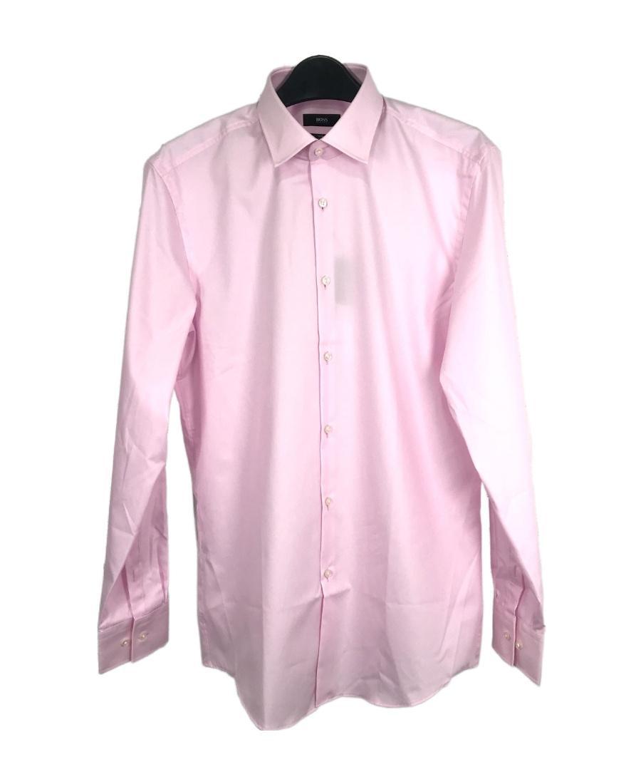 HUGO BOSS Long-sleeved Lapel Shirt In Pink Product Image