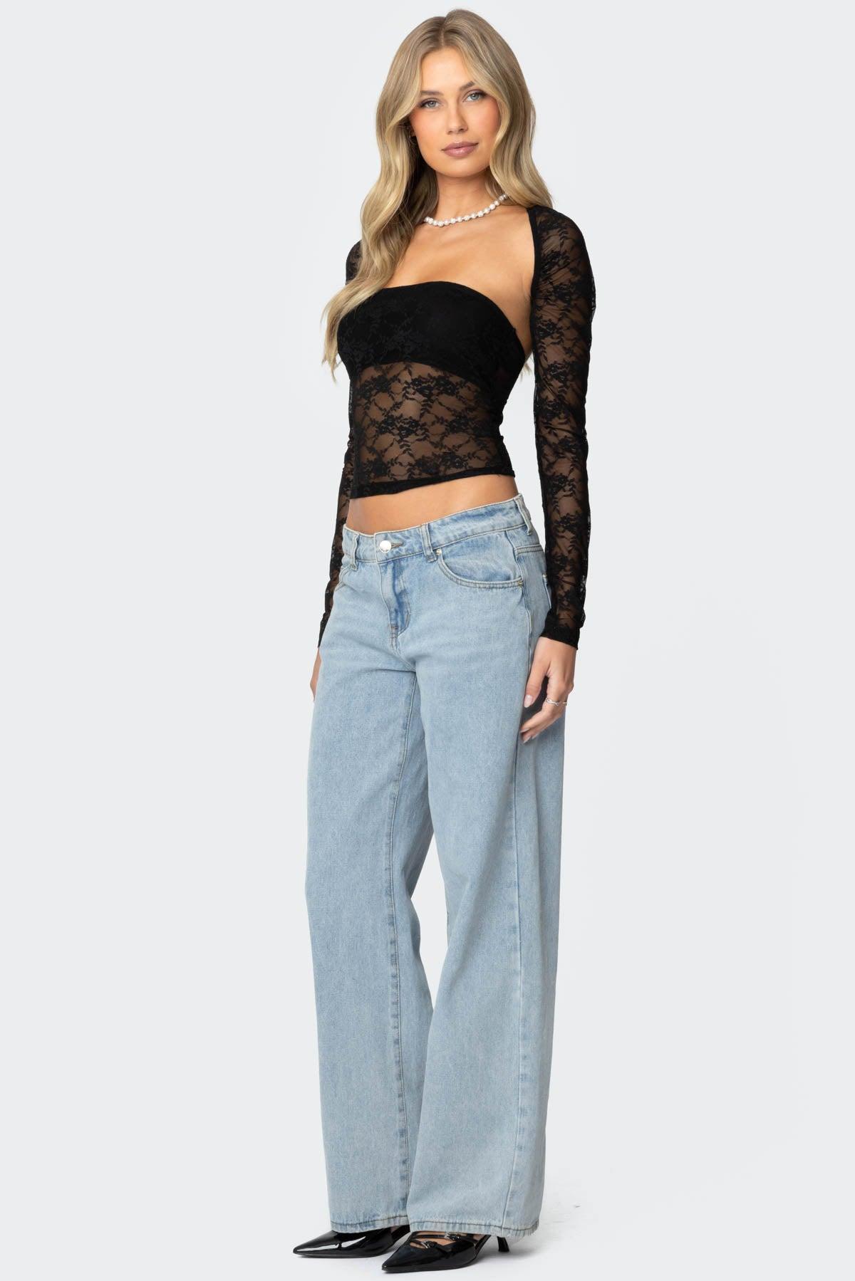 Addison Sheer Lace Two Piece Top Product Image