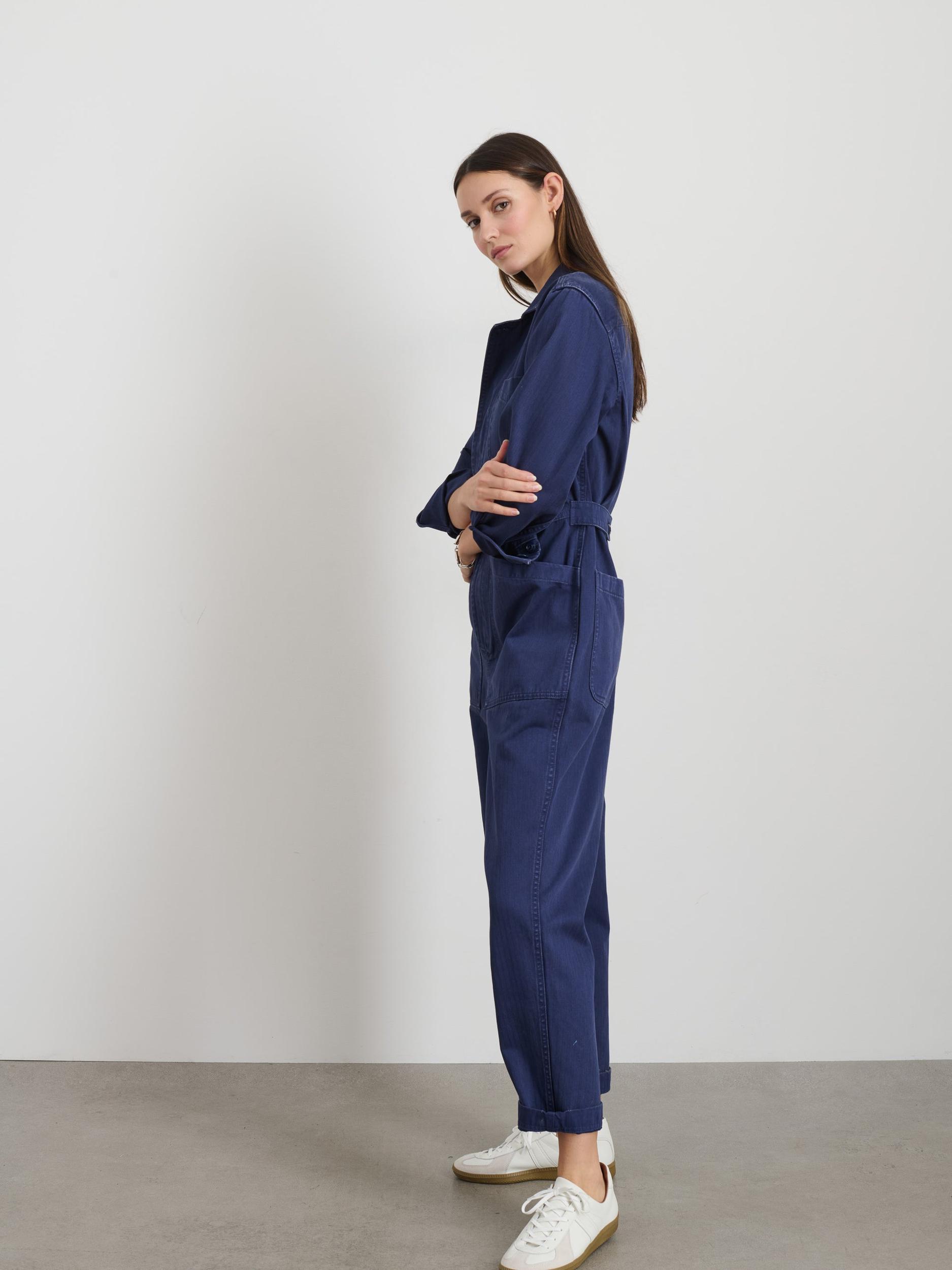 Standard Zip Jumpsuit in Herringbone Product Image