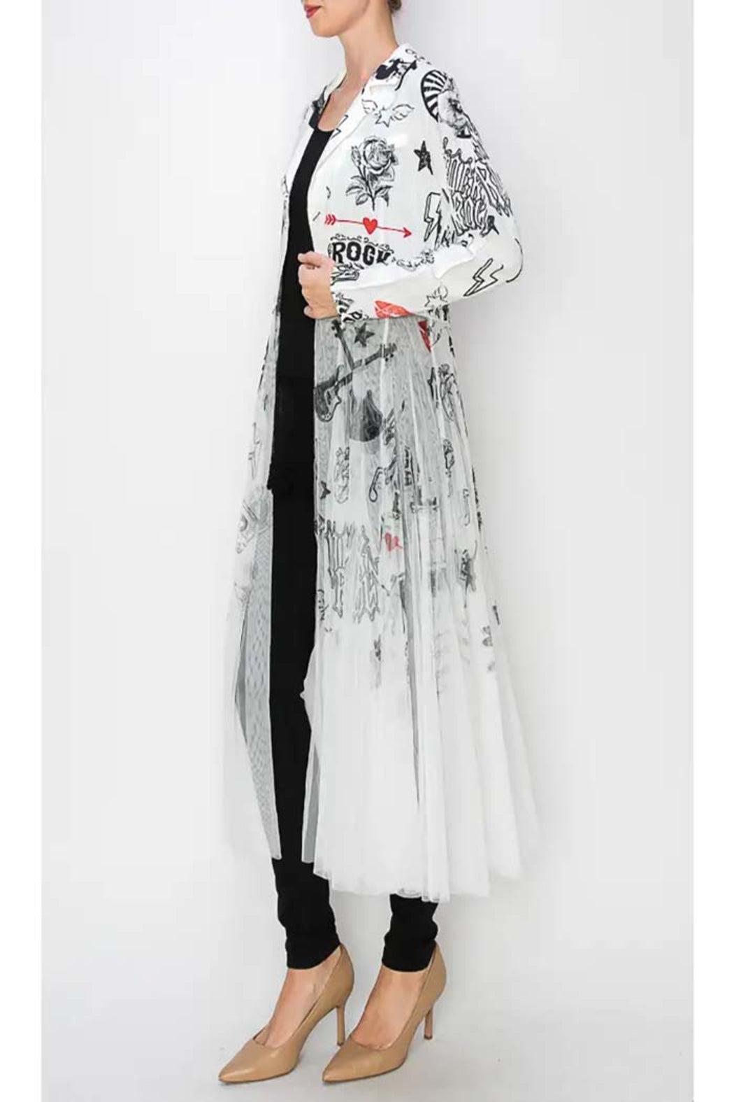 Cardigan Blazer with Long Mesh Layer Product Image