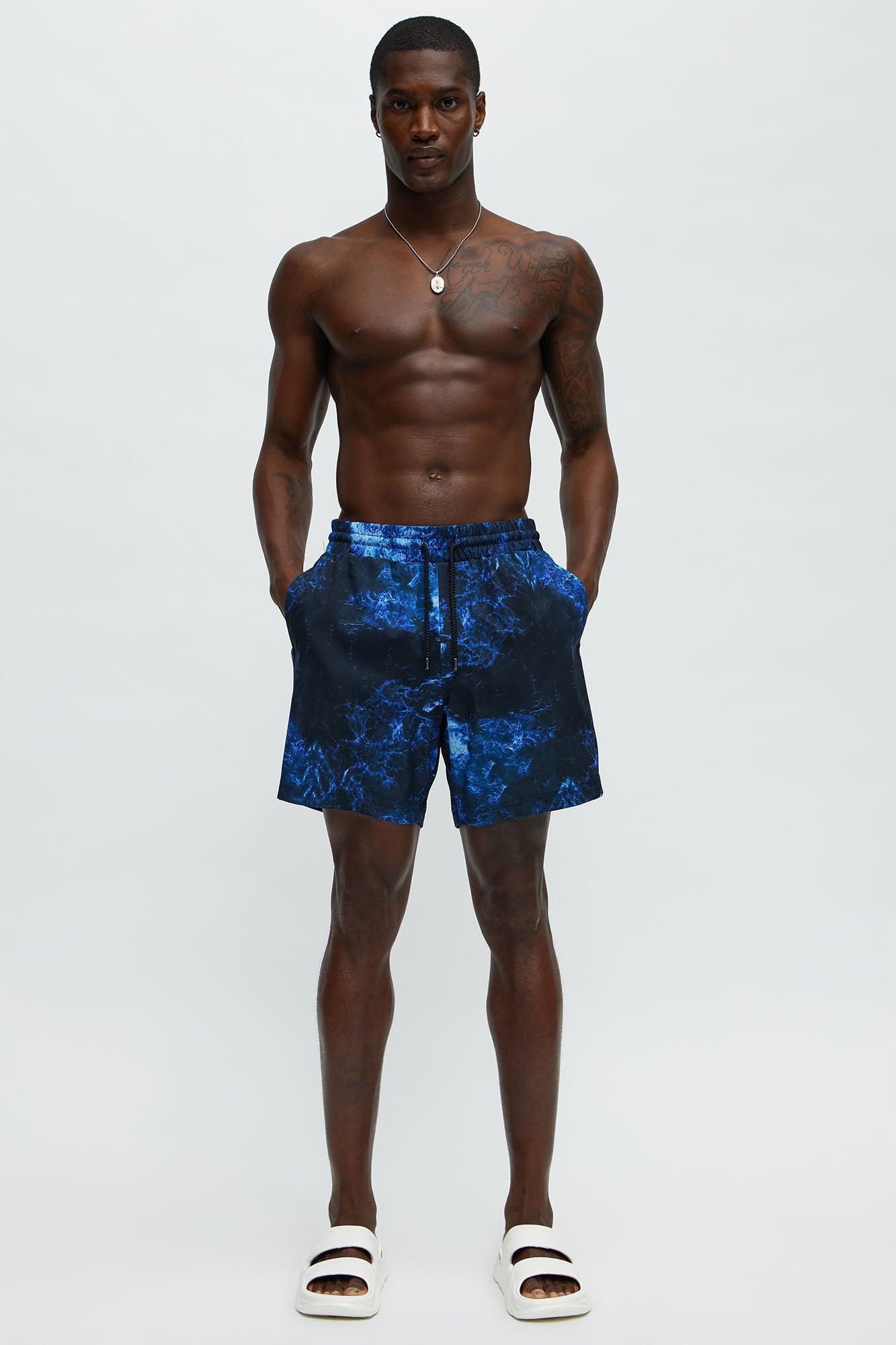 Midnight Tide Printed Swim Classic Trunk - Black/Blue Product Image
