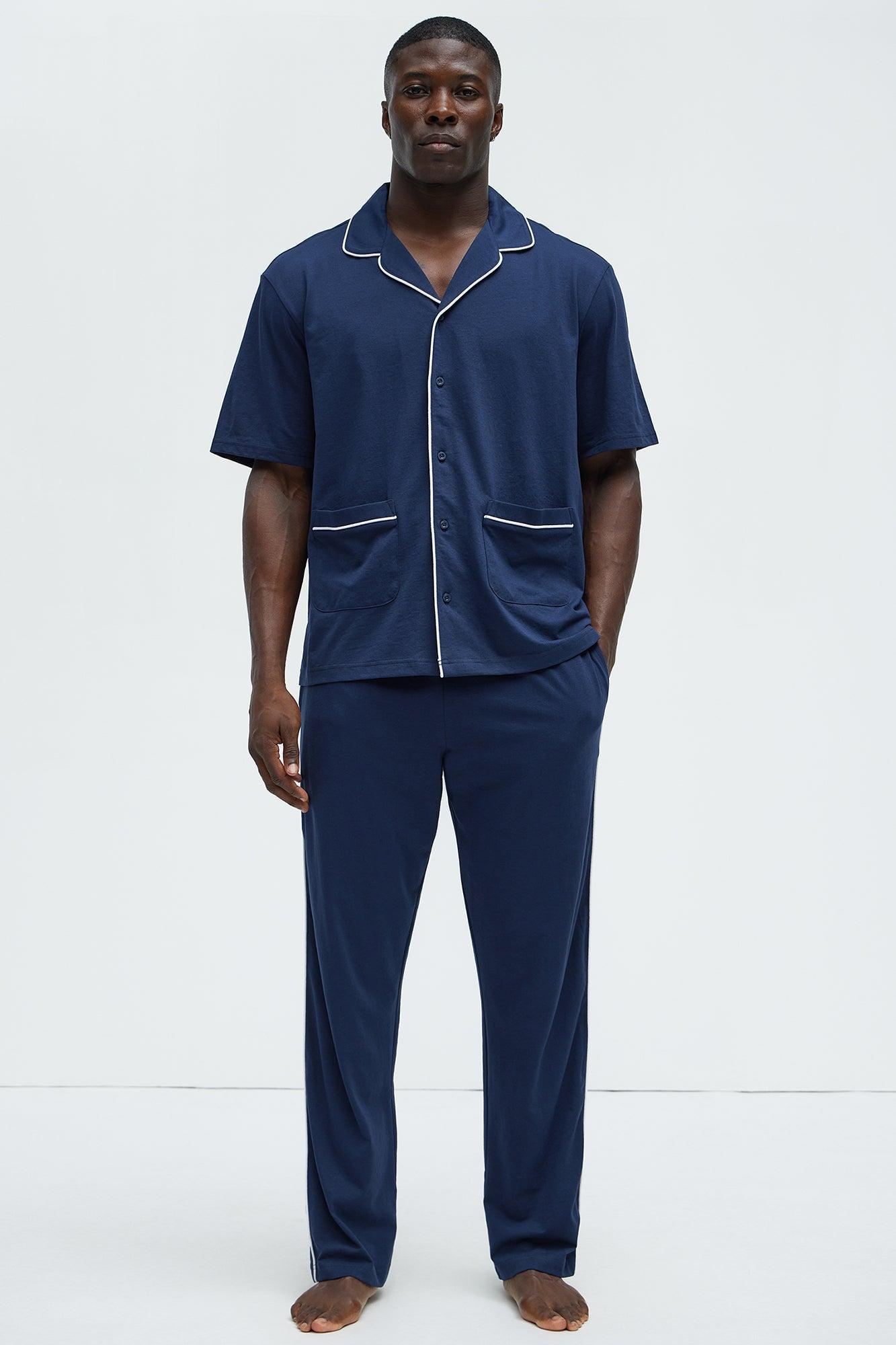 Modern Relaxed Pajama Short Sleeve - Navy Product Image