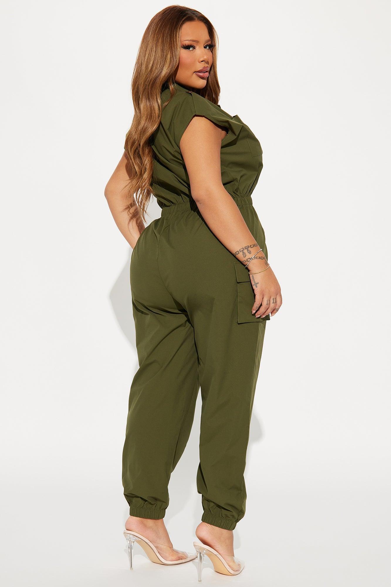 Playing Straight Up Jumpsuit - Olive Product Image