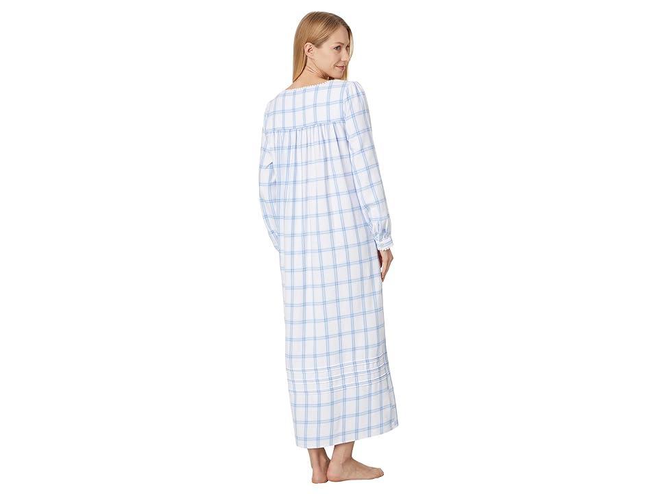 Eileen West Cotton Flannel Long Sleeve Ballet Gown (Blue Plaid) Women's Pajama Product Image