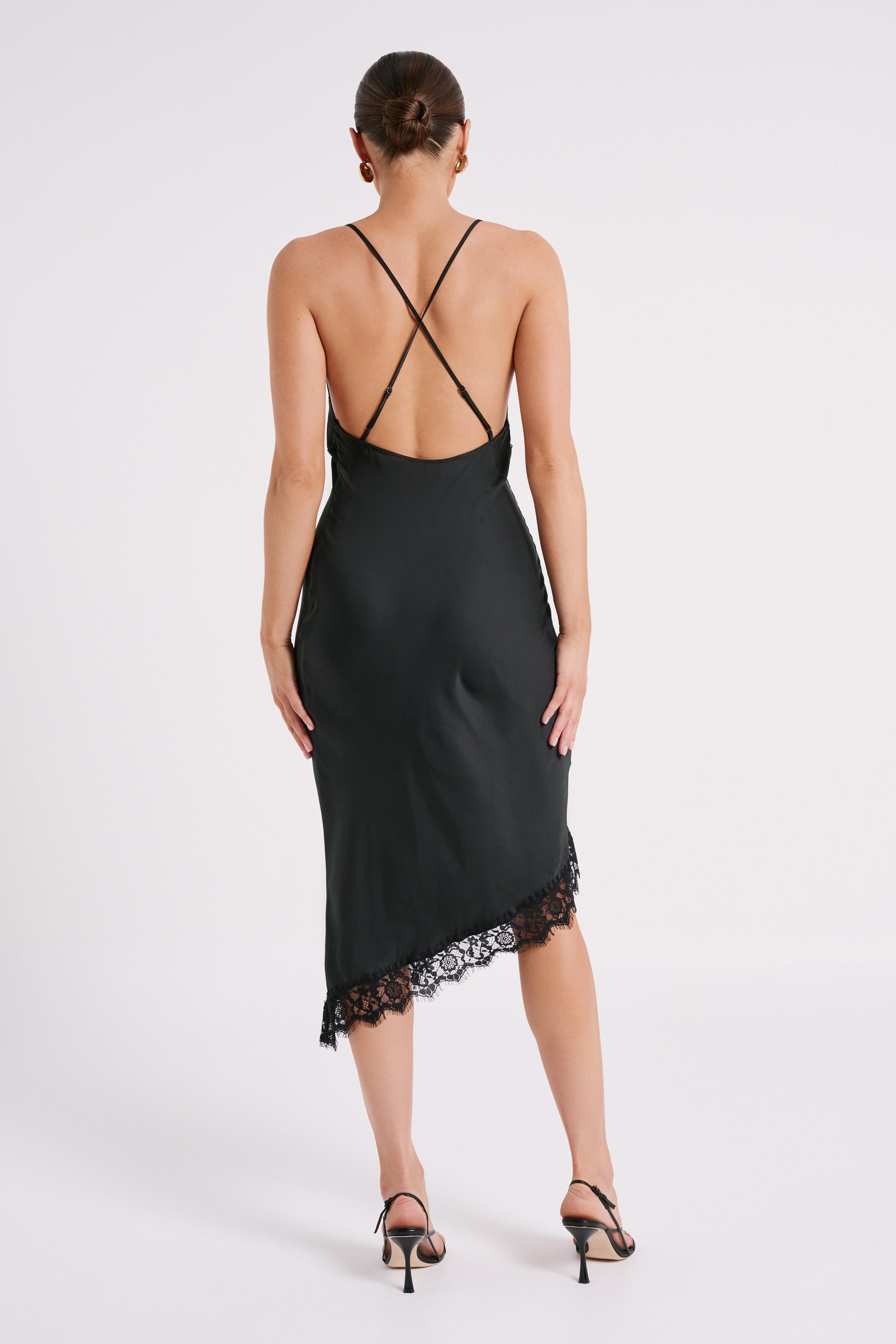 Crawford Satin Midi Dress - Black Product Image