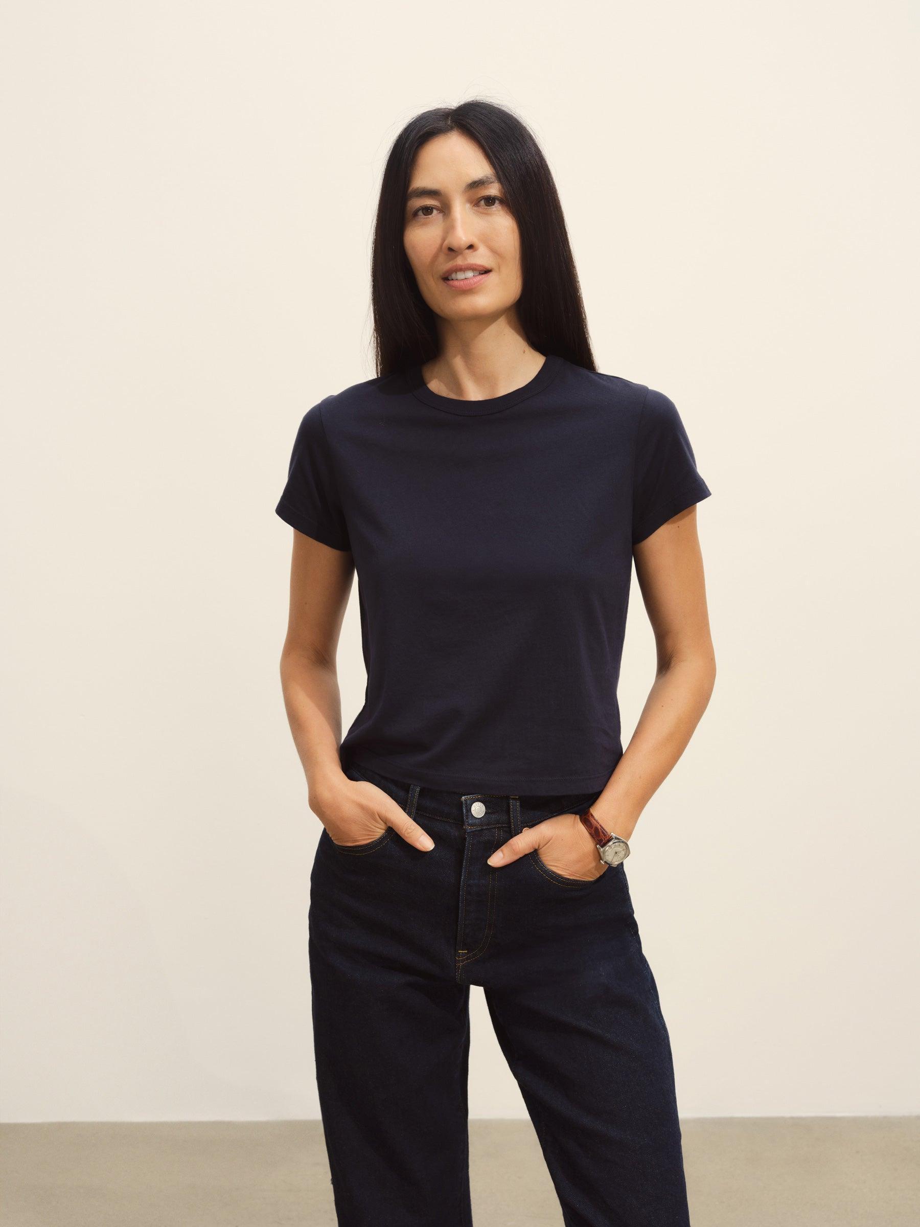 Dark Navy Pima Boxy Crew Product Image