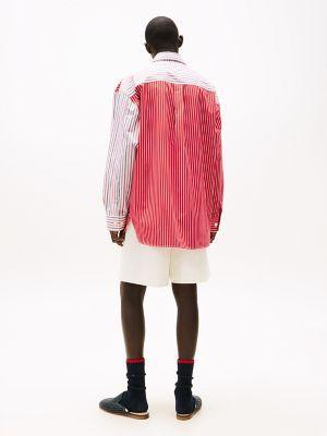 Oversized Fit Mix Stripe Poplin Shirt Product Image