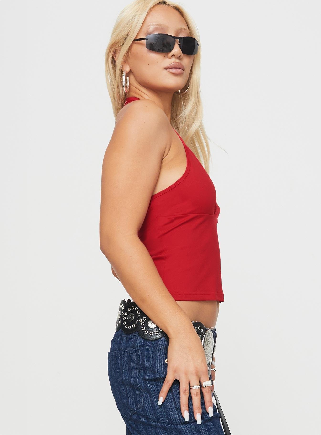 Stand By Halter Top Red Product Image