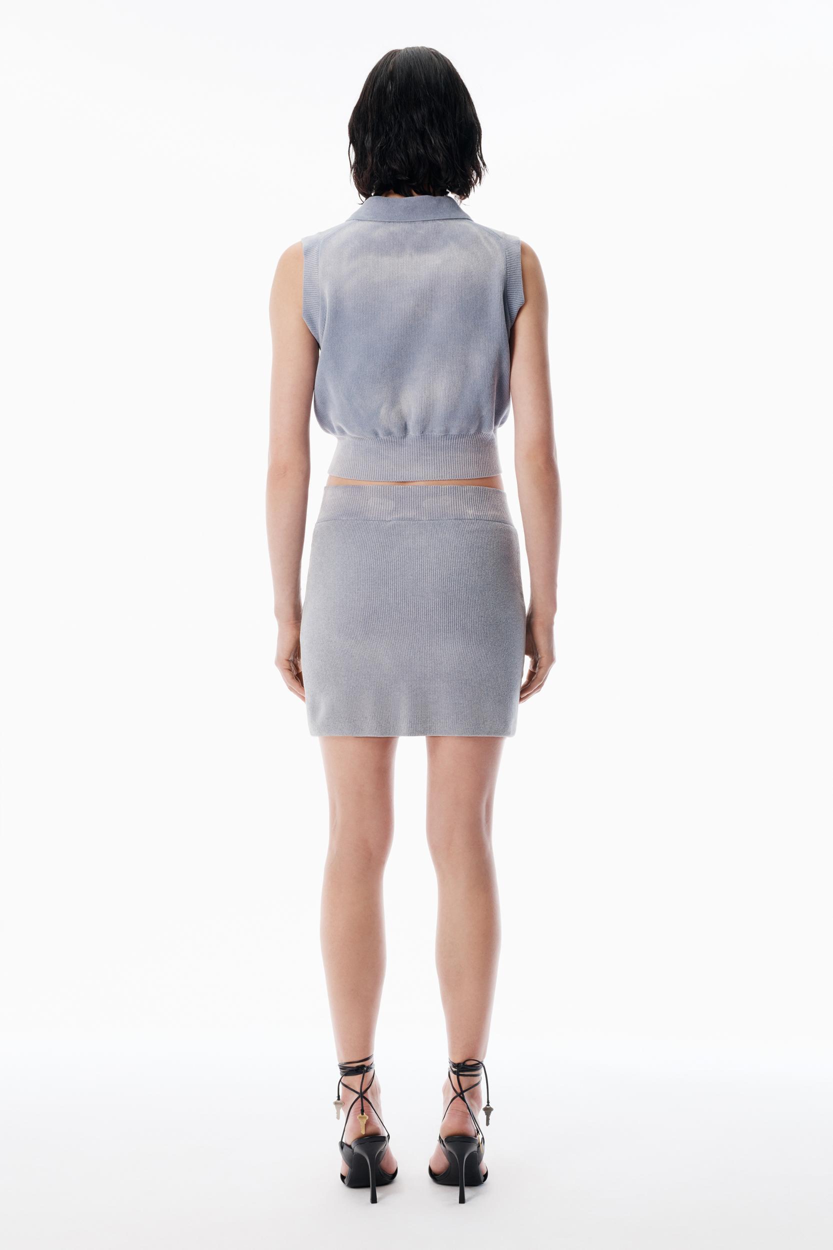 Grey Cotton-blend Chenille Miniskirt Product Image