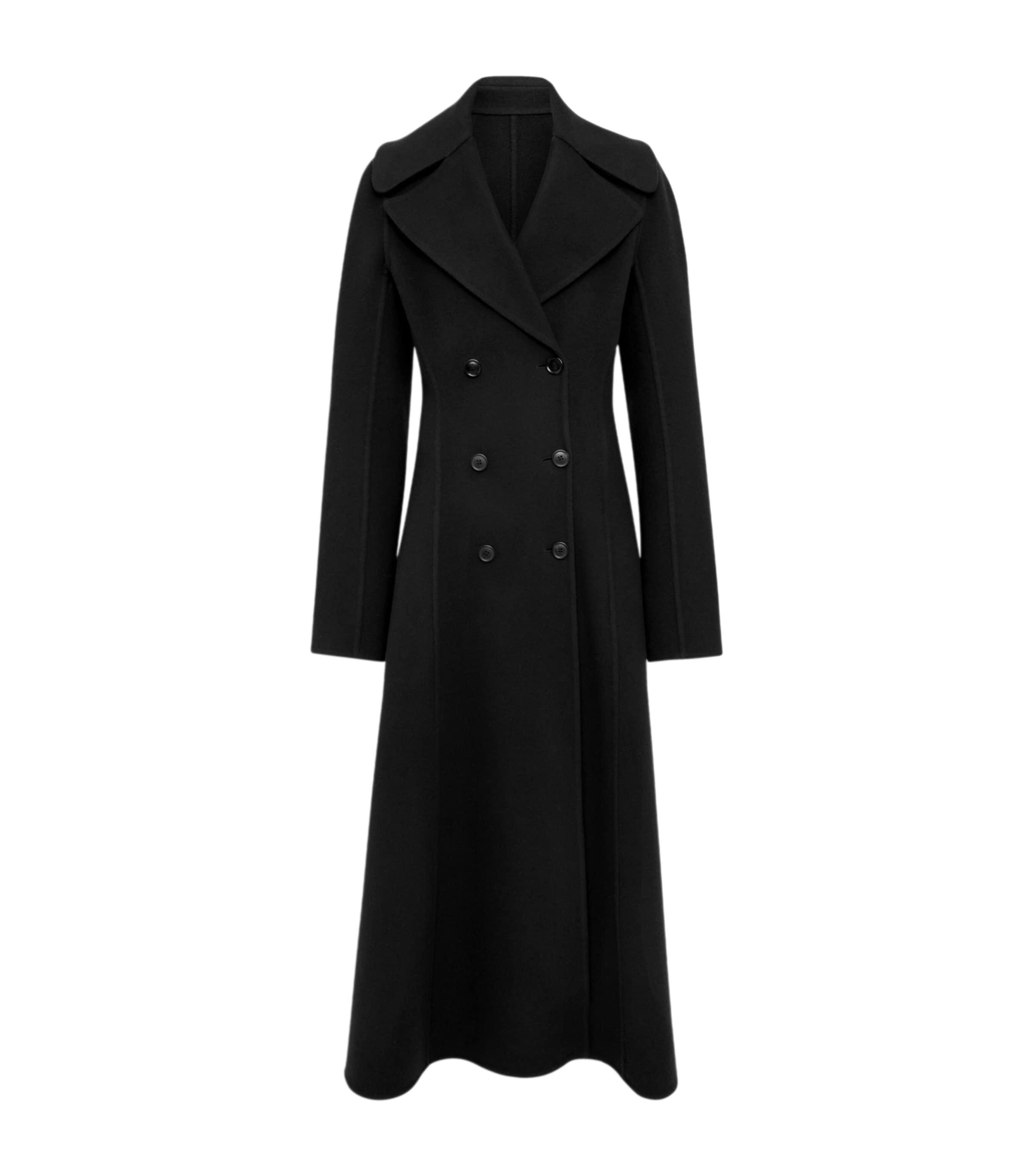 ALAÏA Virgin Wool Cinched Coat In Black Product Image