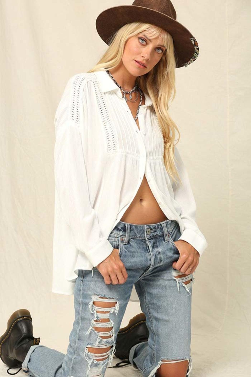 Boho Breeze Button-Up Shirt Product Image