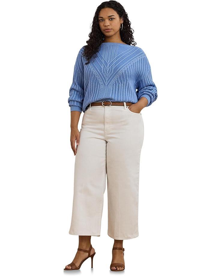 Plus Size Stretch Chino Wide-leg Cropped Pants Product Image