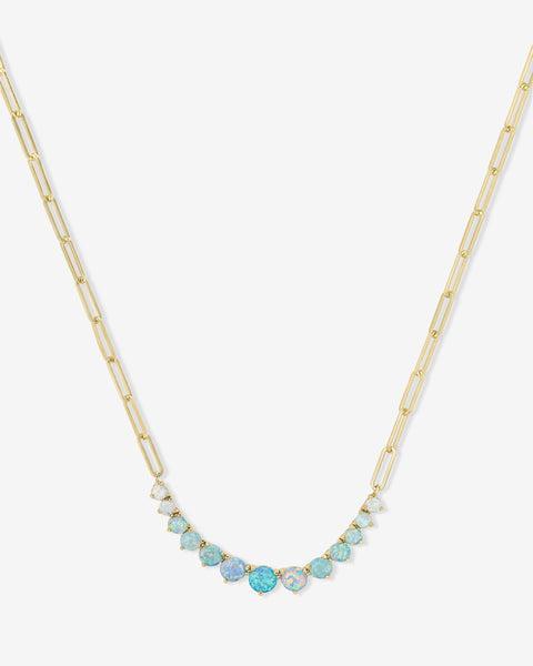 Not Your Basic Graduated Ombré Samantha Tennis Necklace - Gold|Blue Opal Ombré Product Image